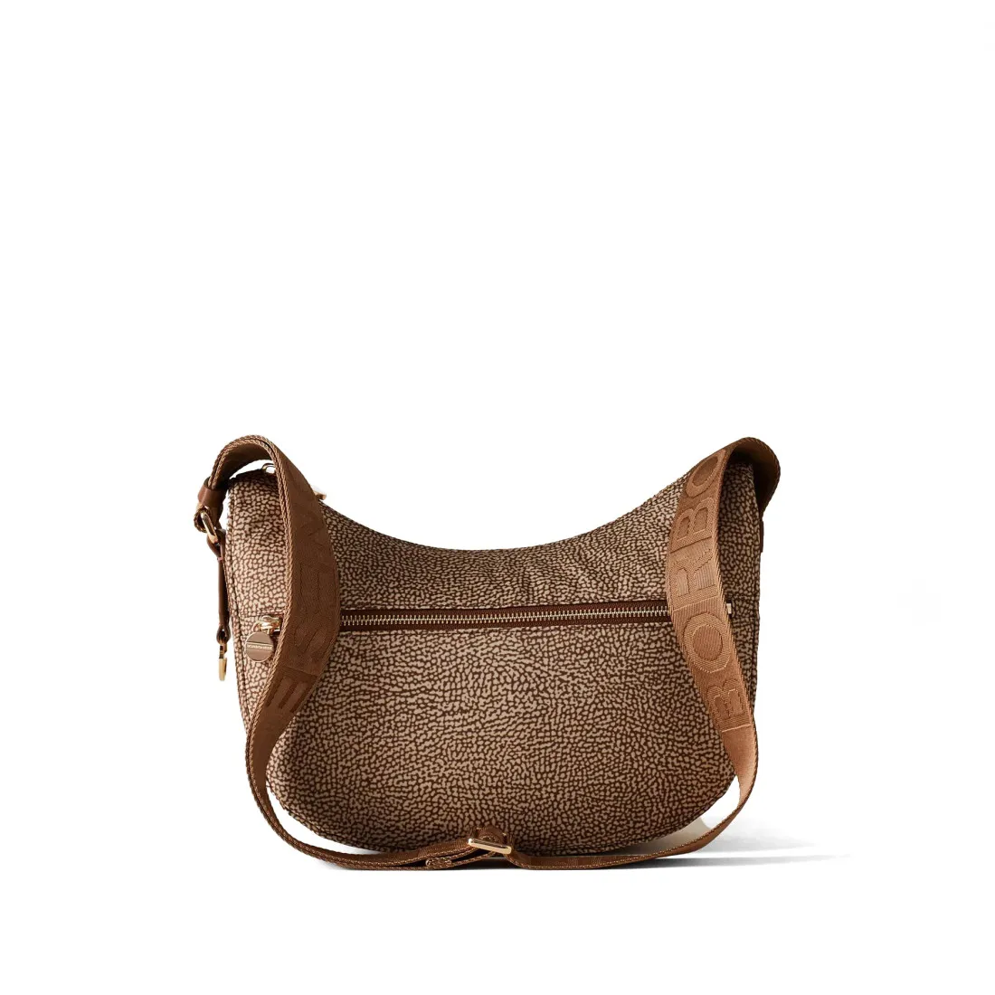 Borsa piccola Borbonese Luna Bag beige e marrone in nylon OP riciclato