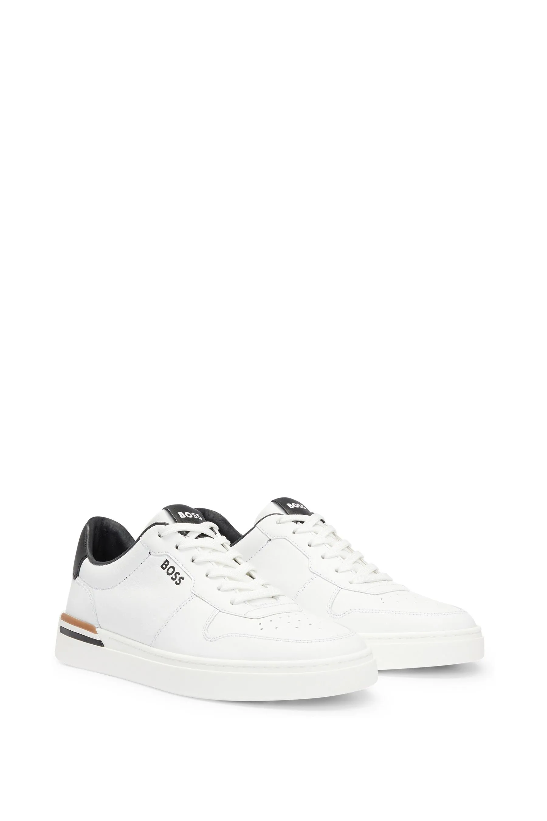 BOSS Signature scarpe da ginnastica in pelle con suola sagomata    