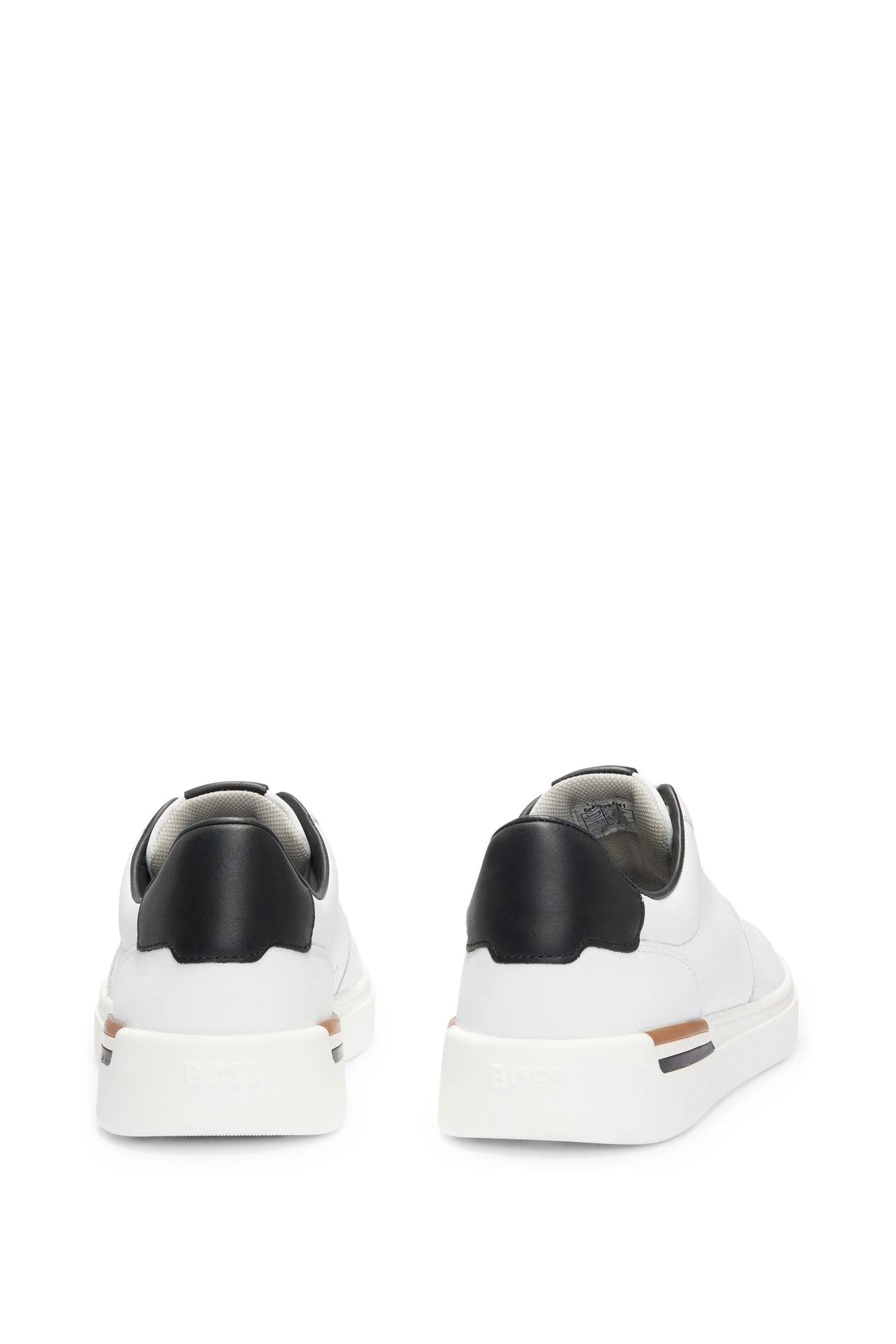 BOSS Signature scarpe da ginnastica in pelle con suola sagomata    