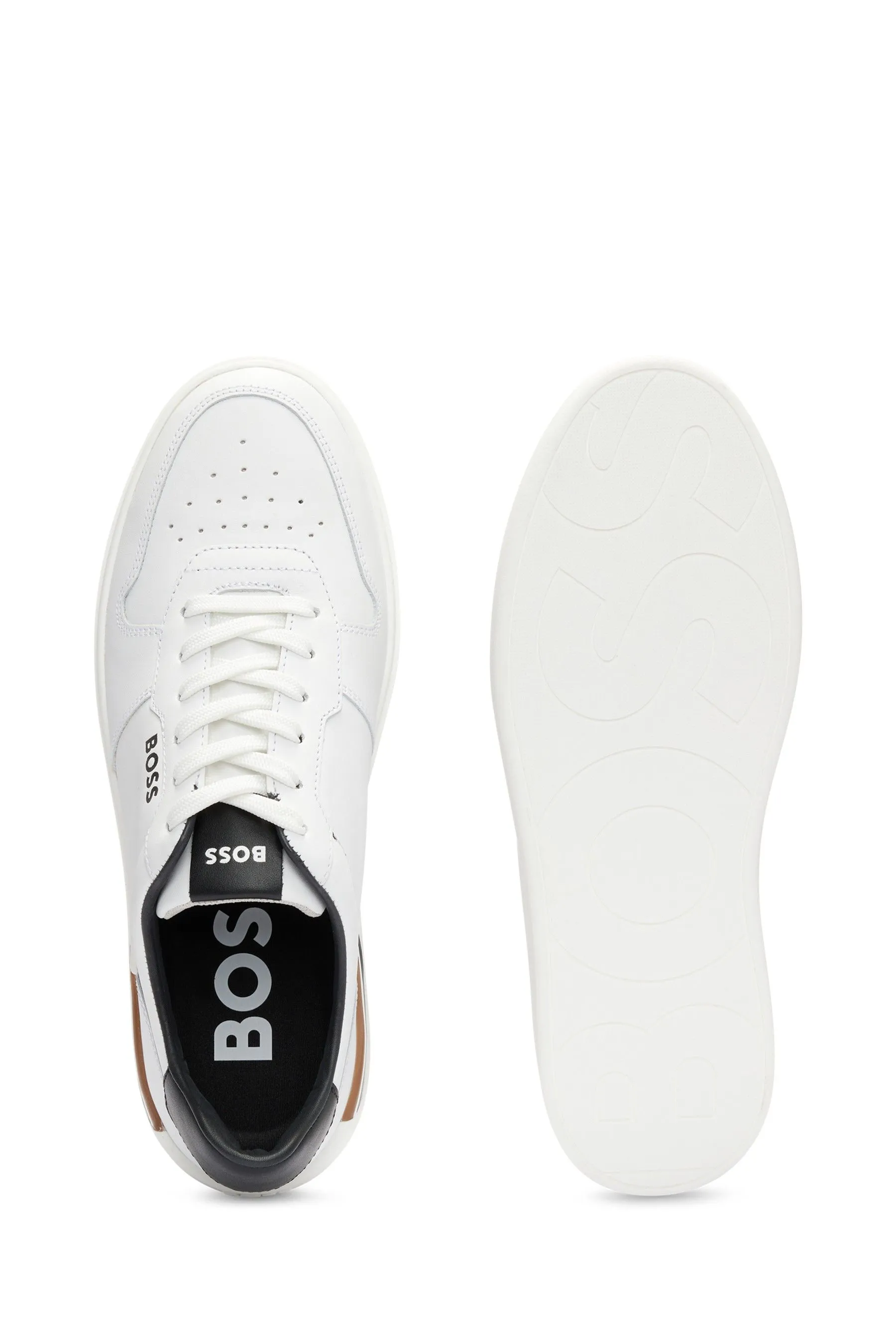 BOSS Signature scarpe da ginnastica in pelle con suola sagomata    