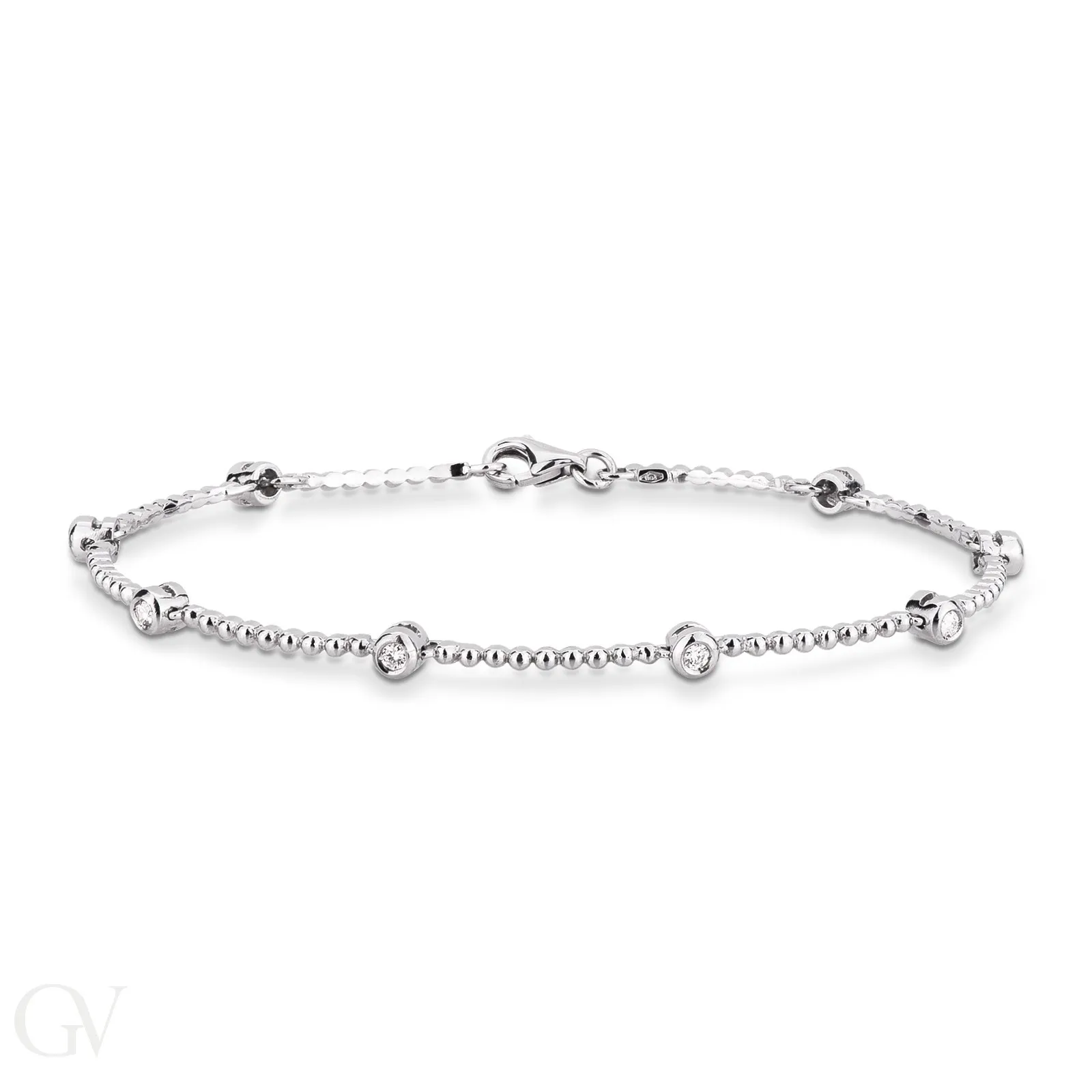 Bracciale Barretta pietra in oro Bianco 18k con diamanti ct 0,16