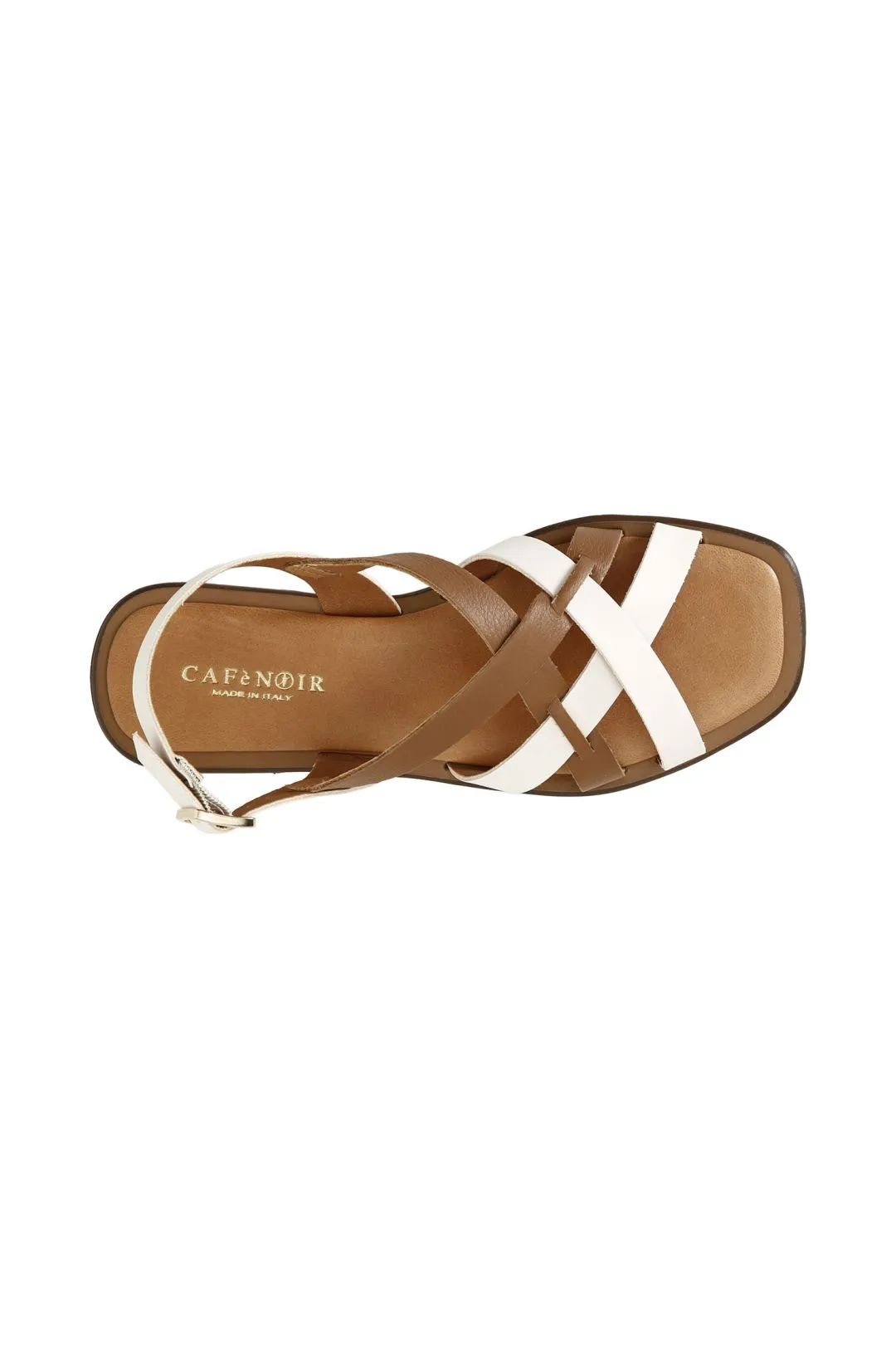 CAFèNOIR sandali donna pelle flat incrocio C1GF1004 W056 CUOIO PANNA estate 2023