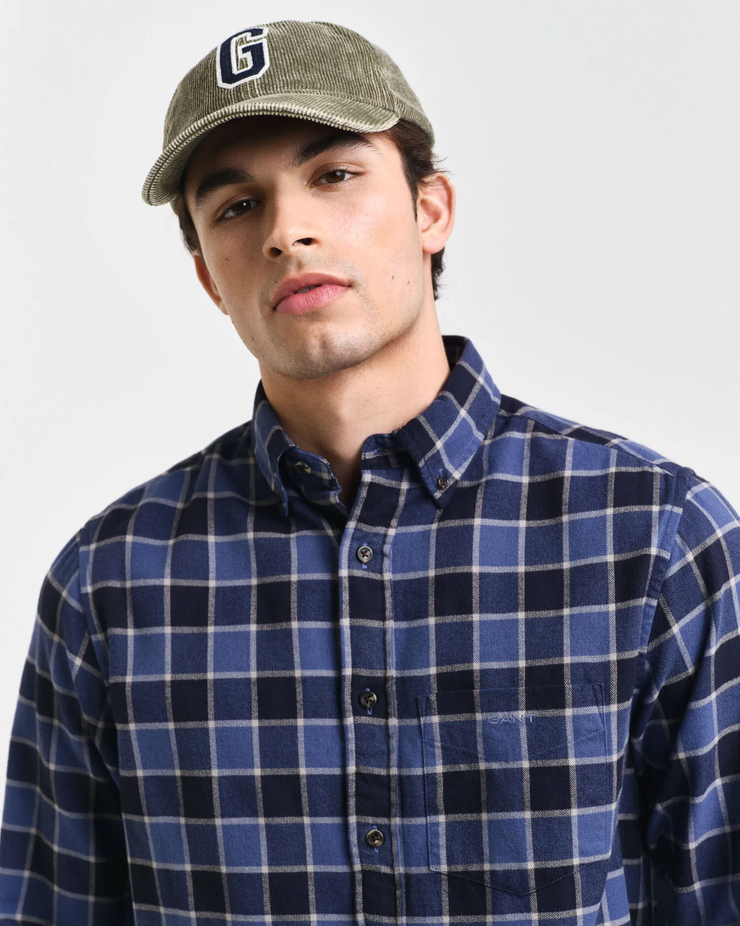 Camicia con motivo a spina di pesce a quadri regular fit    