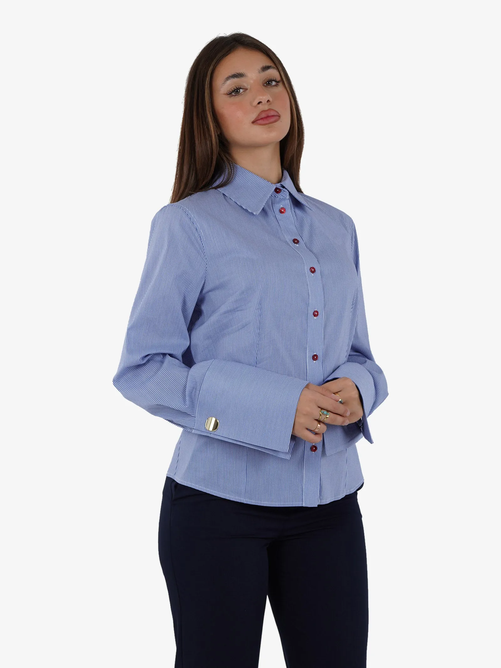 Camicia con polsi alti donna cotone azzurro