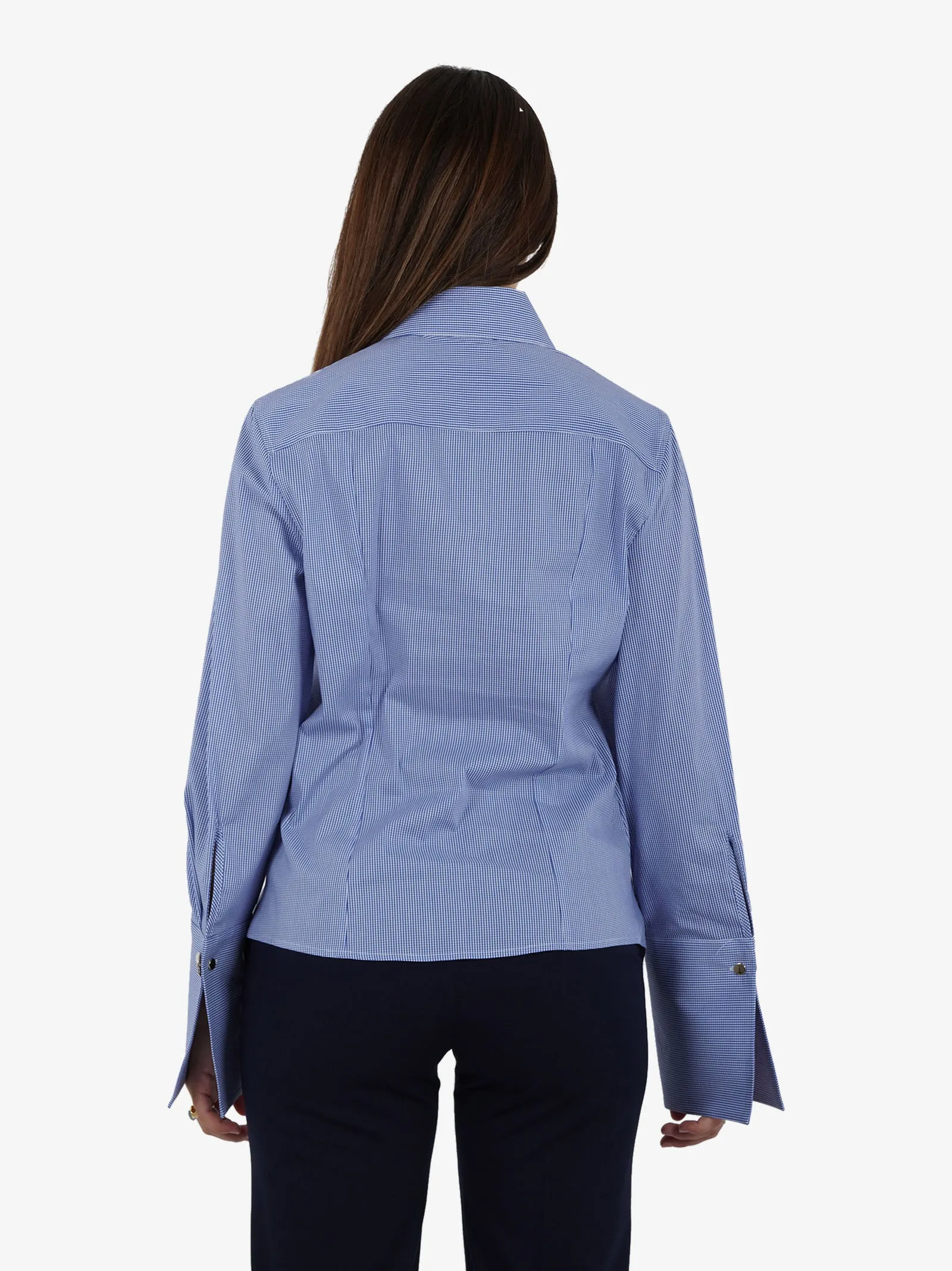 Camicia con polsi alti donna cotone azzurro