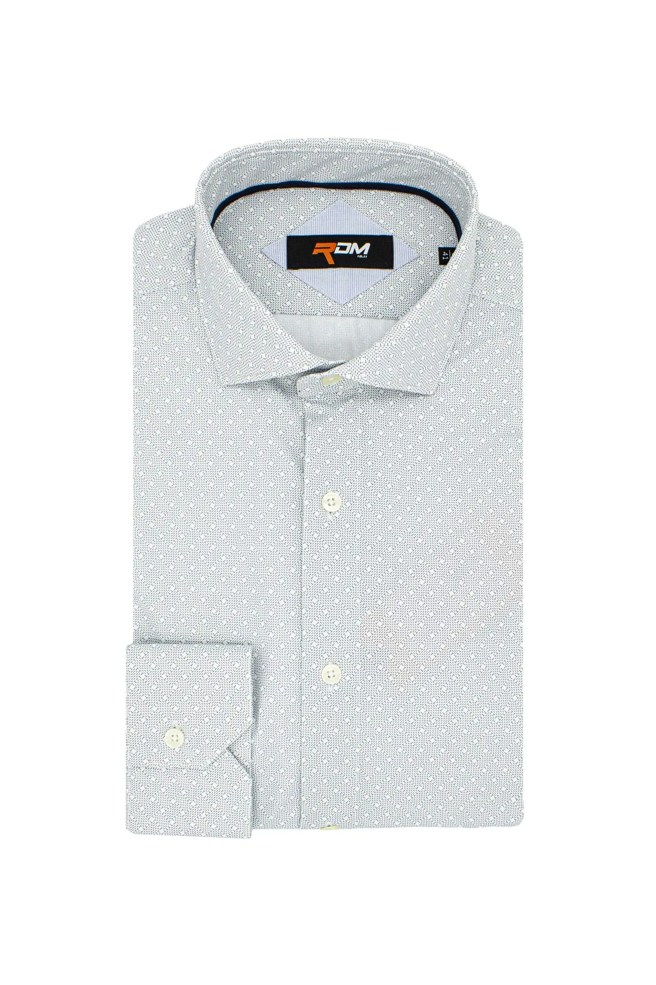 Camicia custom in cotone stretch con stampa a intreccio