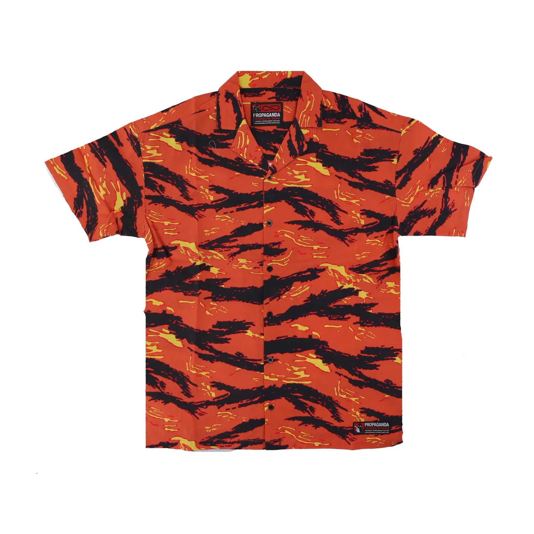 Camicia Manica Corta Uomo Tiger Camo Beach Shirt Orange