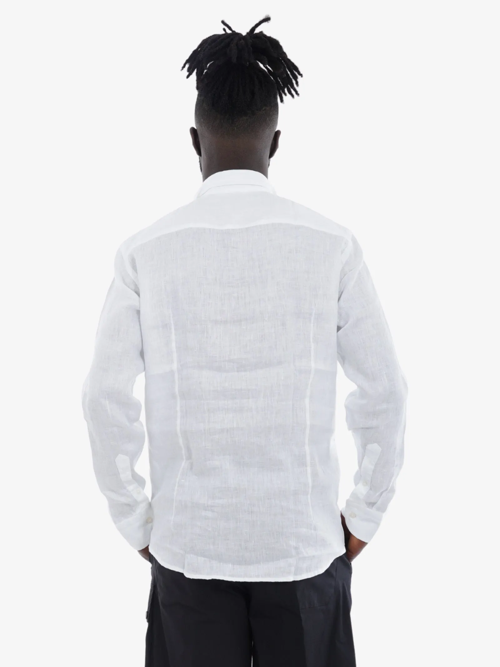 Camicia Simo Collo 164 uomo in lino bianco