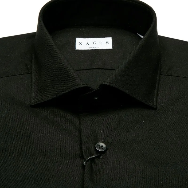 Camicia tailor fit nera in cotone 