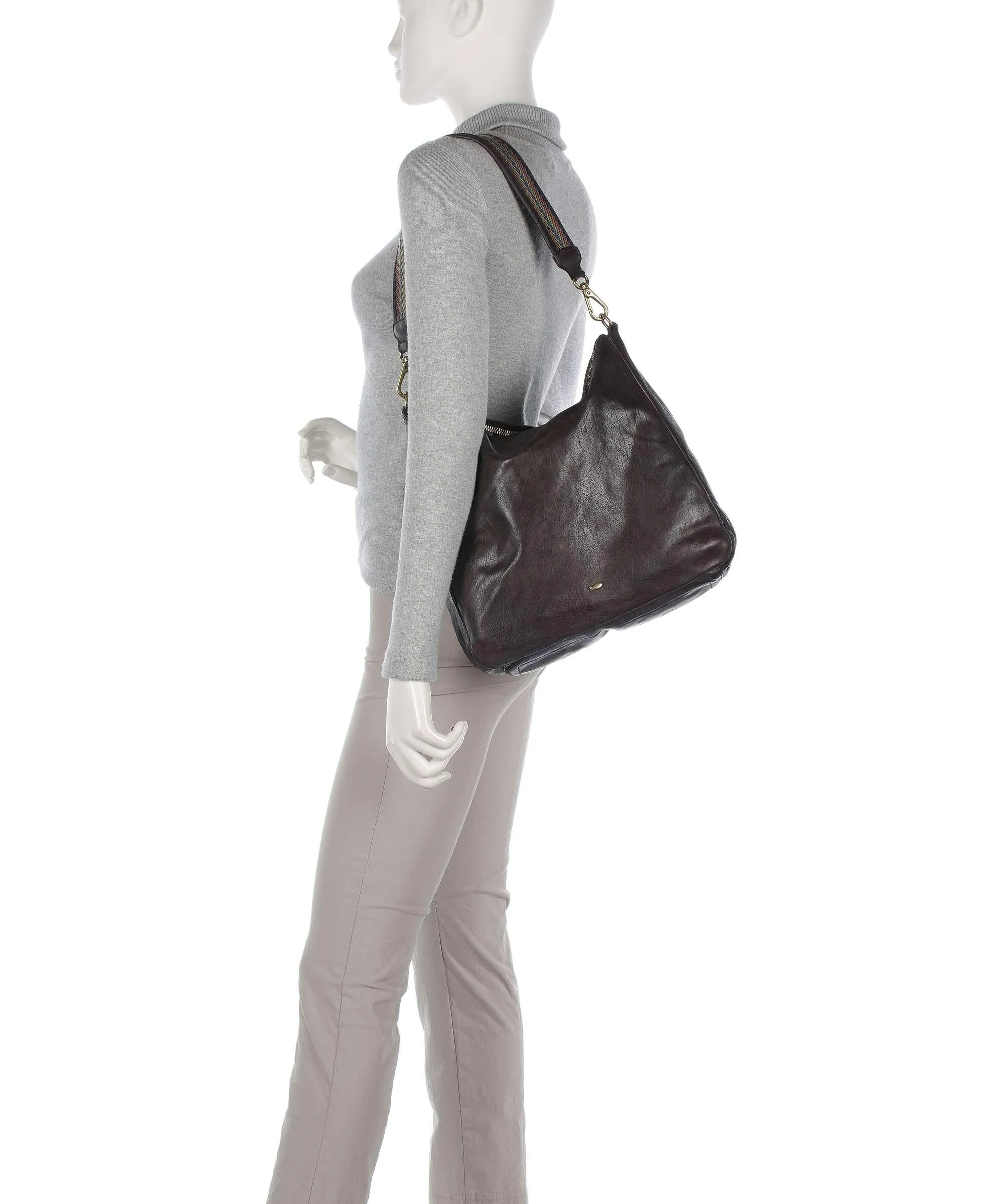  Campomaggi Borsa hobo pelle di vacchetta finemente grana grigio scuro  