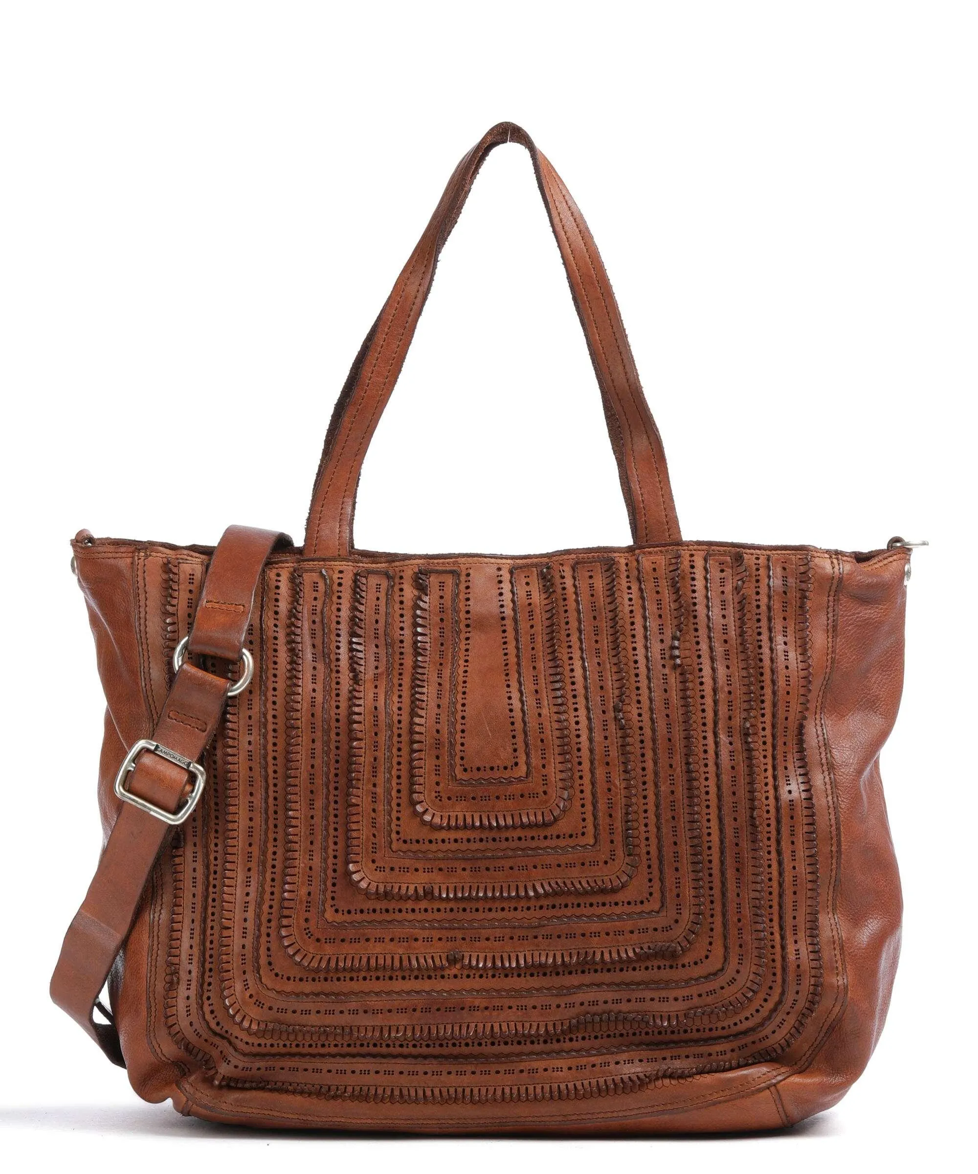  Campomaggi Borsa shopper pelle di vacchetta finemente grana cognac  
