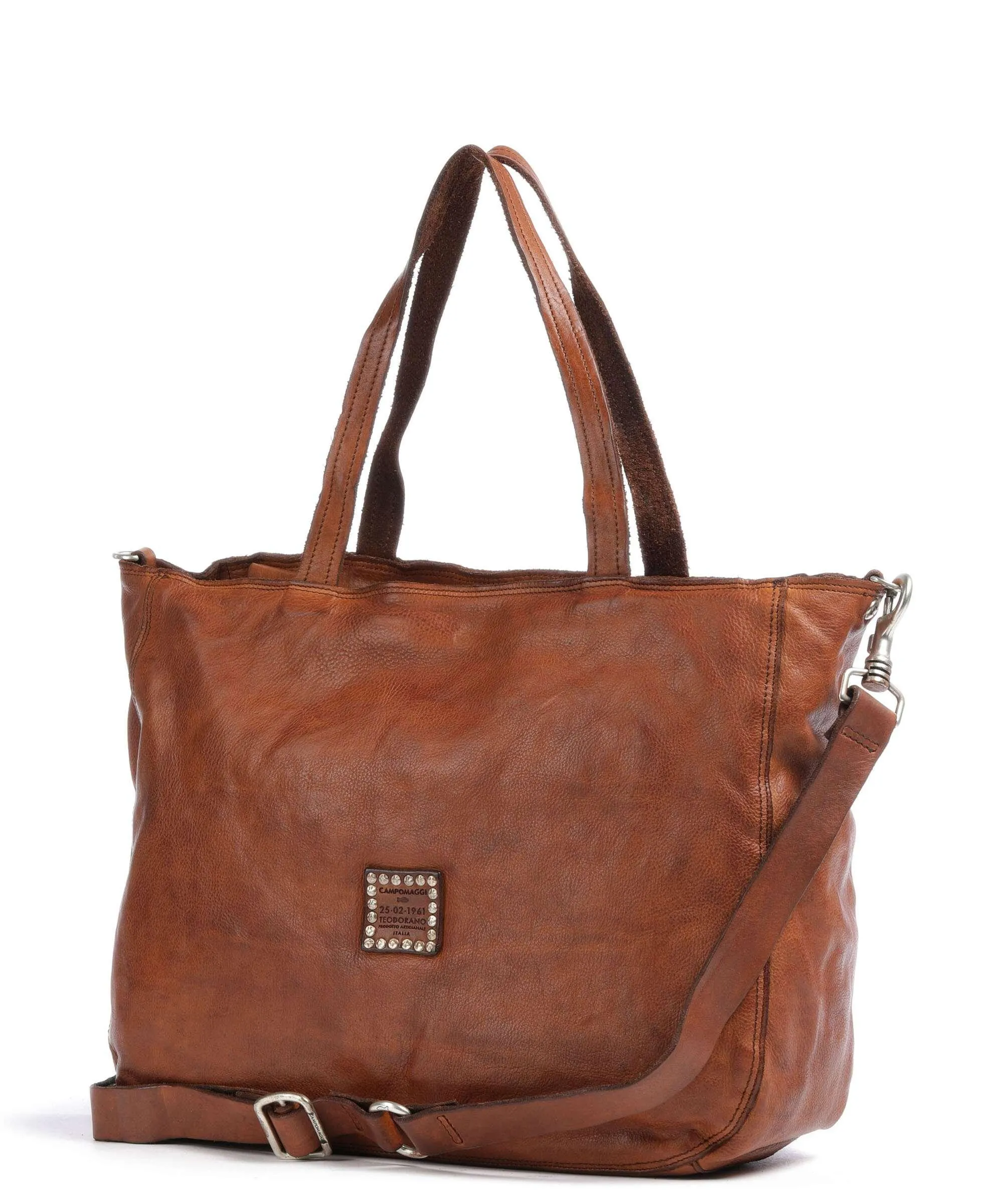  Campomaggi Borsa shopper pelle di vacchetta finemente grana cognac  