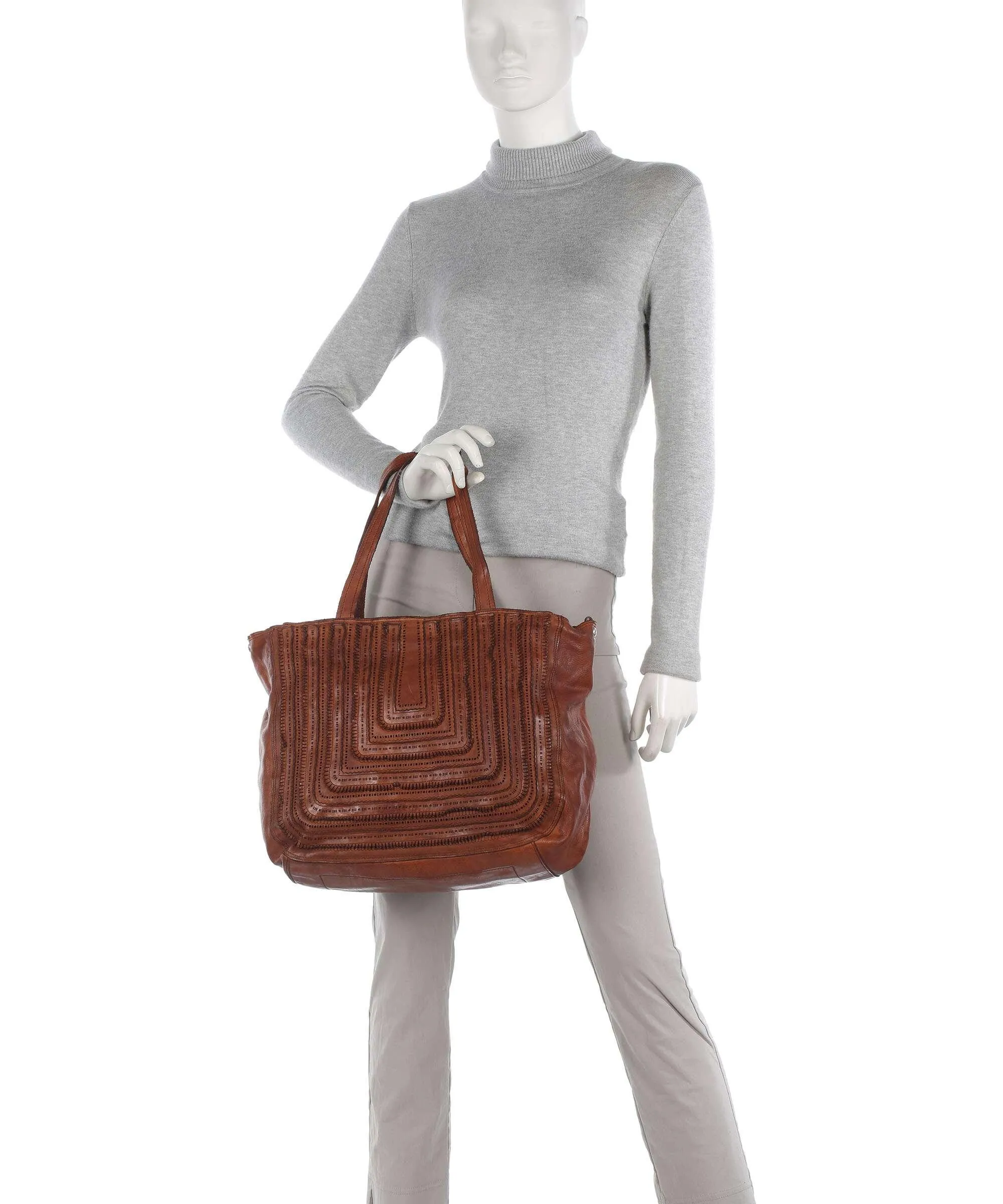  Campomaggi Borsa shopper pelle di vacchetta finemente grana cognac  