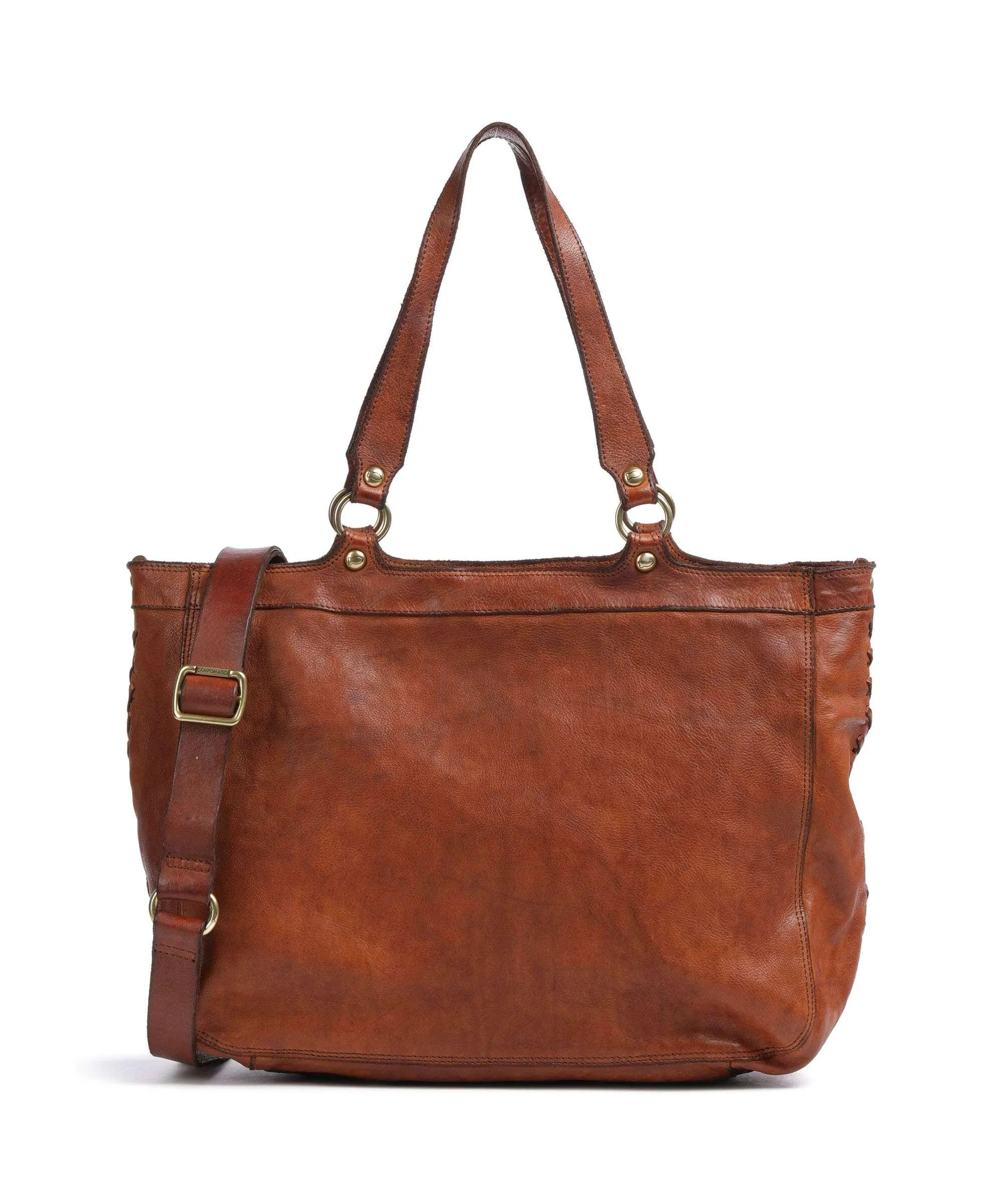  Campomaggi Borsa shopper pelle di vacchetta grana cognac  