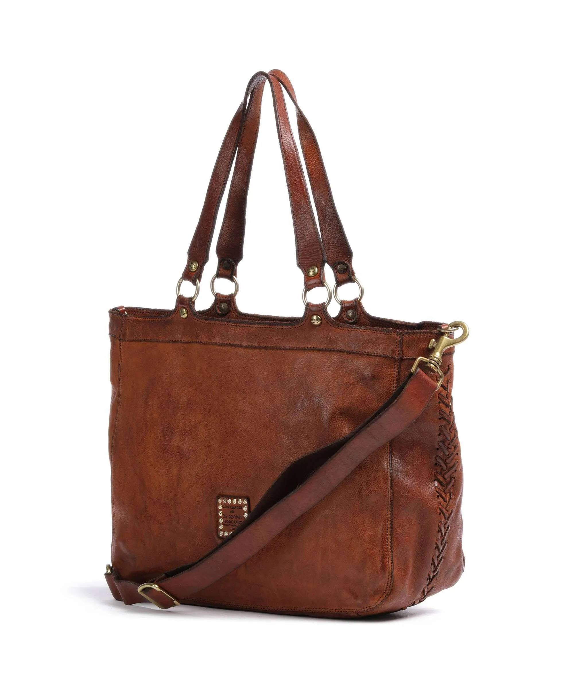  Campomaggi Borsa shopper pelle di vacchetta grana cognac  