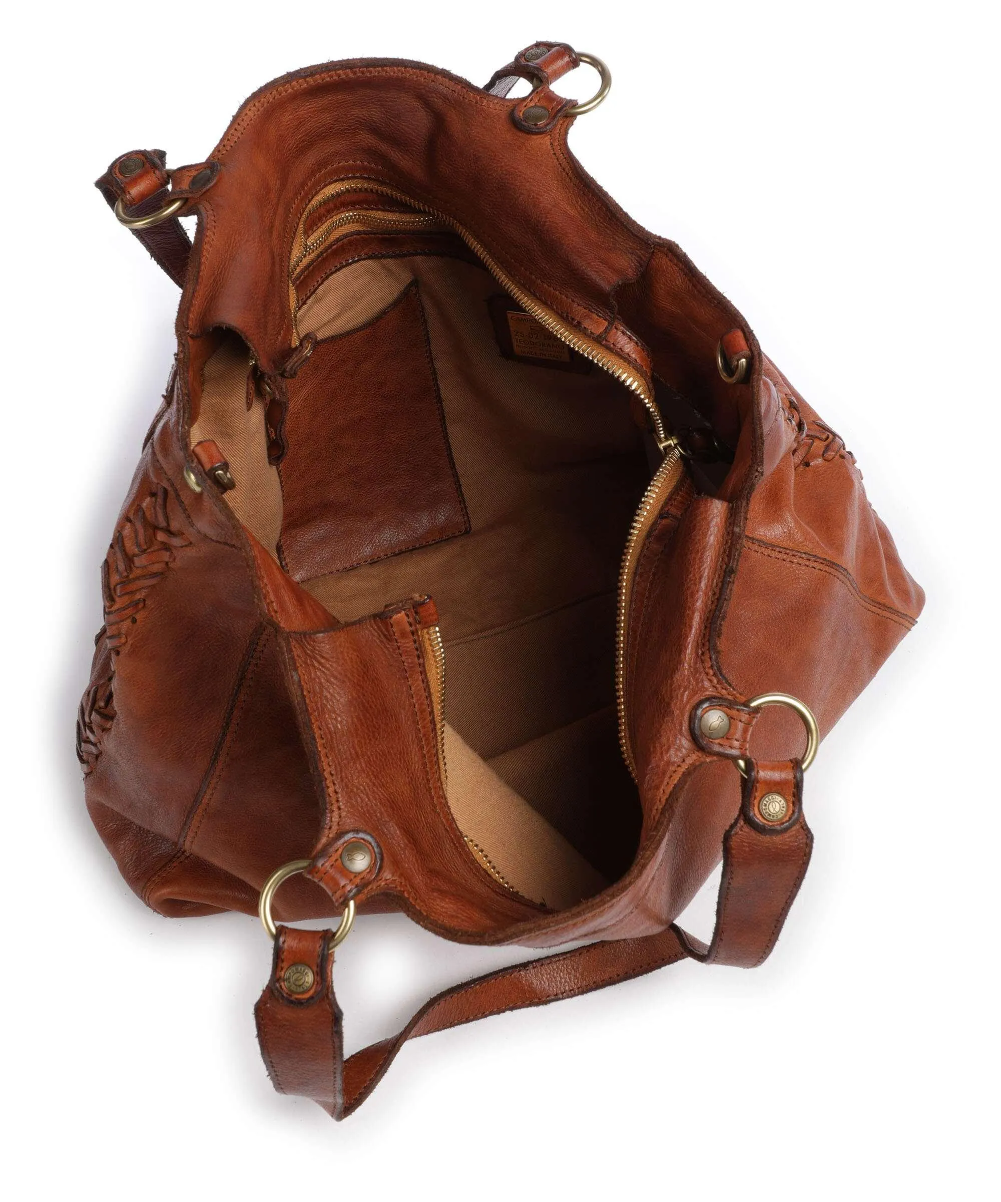  Campomaggi Borsa shopper pelle di vacchetta grana cognac  