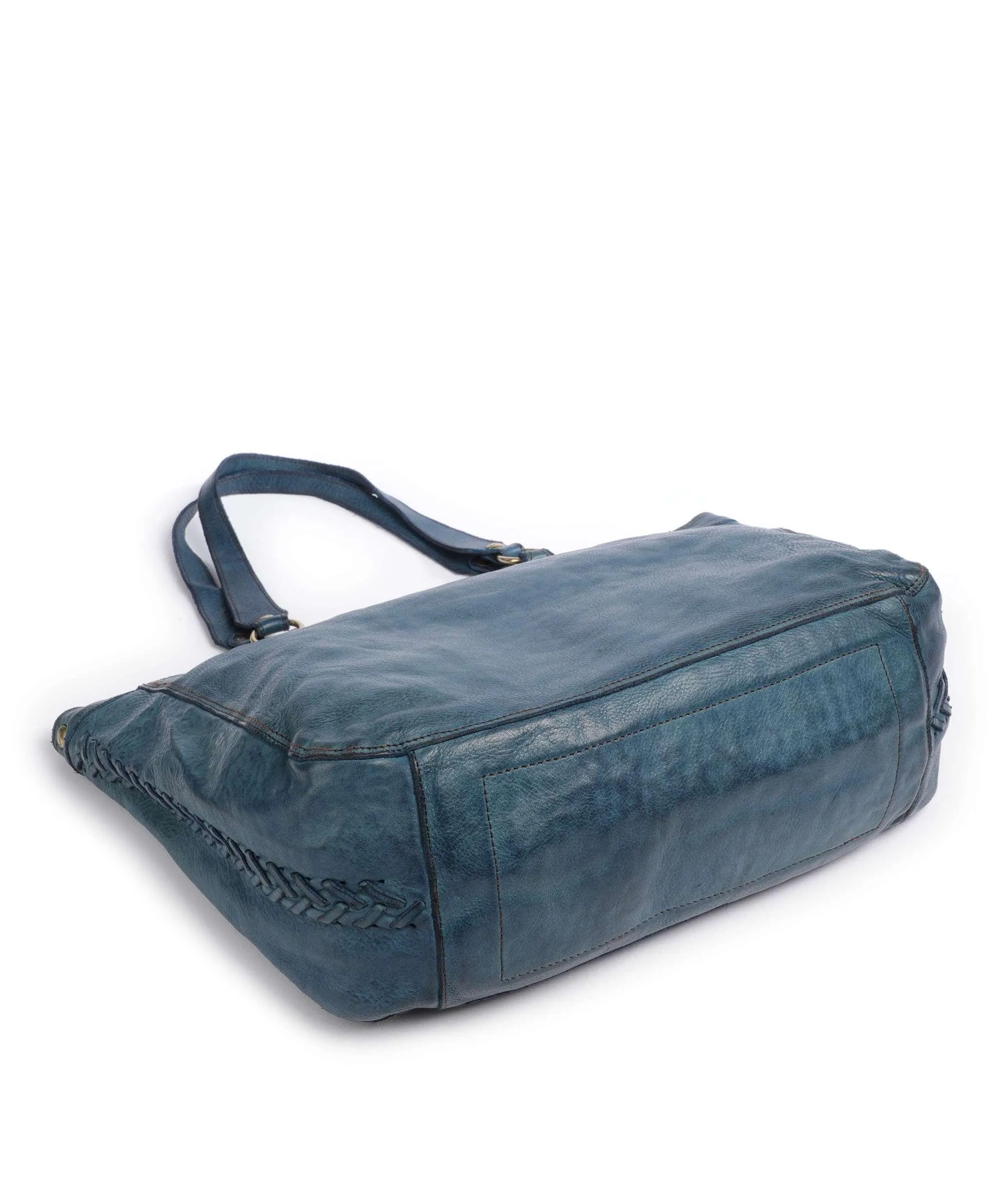  Campomaggi Borsa shopper pelle di vacchetta grana petrol  