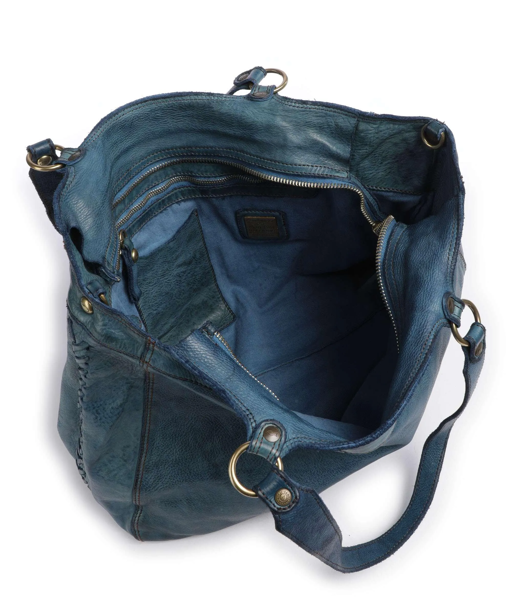  Campomaggi Borsa shopper pelle di vacchetta grana petrol  