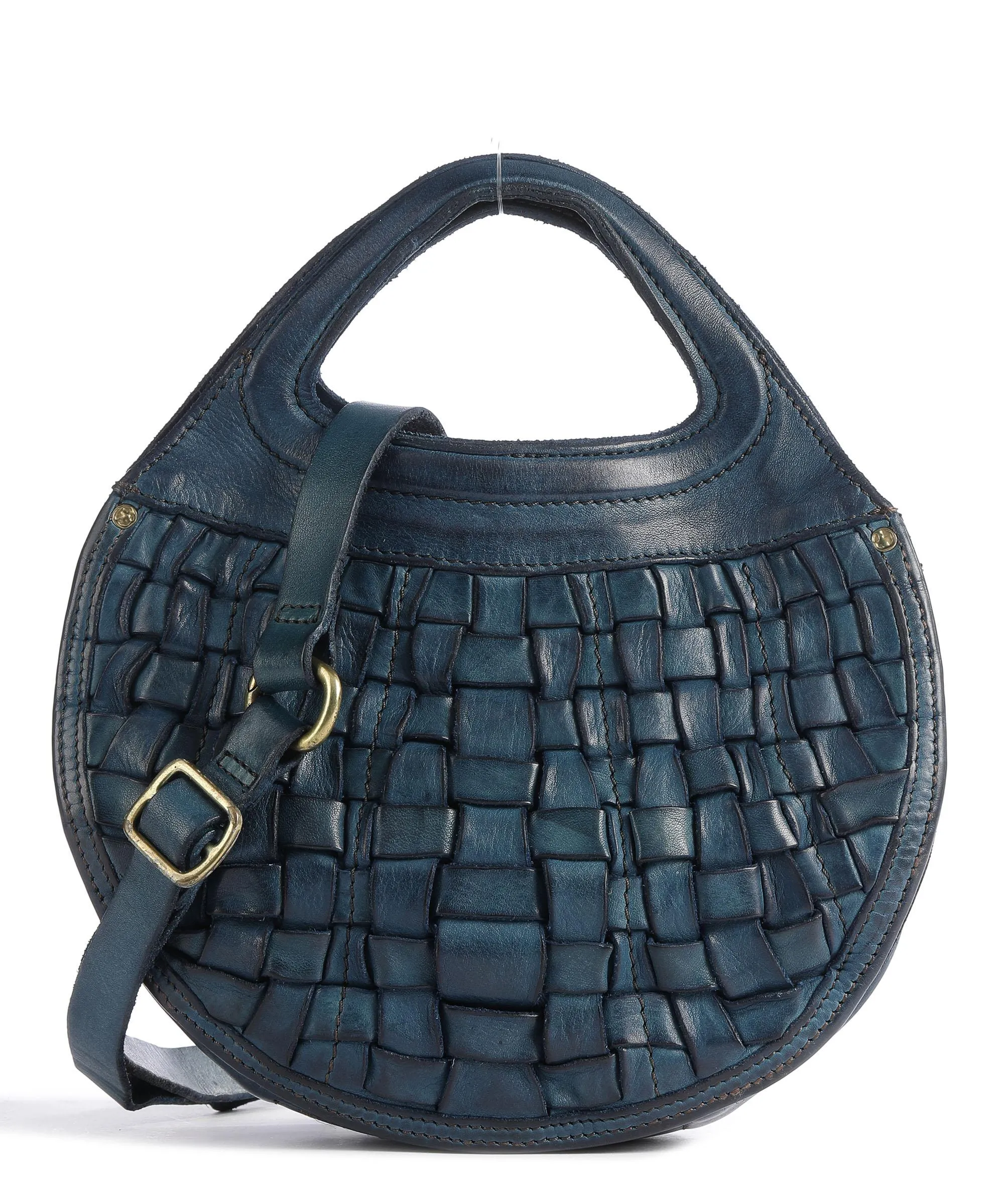  Campomaggi Prestige Borsa a mano pelle di vacchetta finemente grana blu scuro  