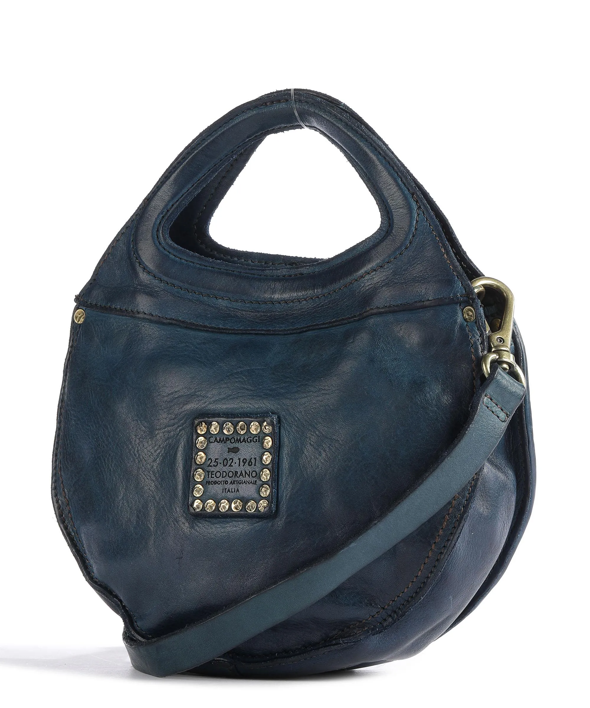  Campomaggi Prestige Borsa a mano pelle di vacchetta finemente grana blu scuro  