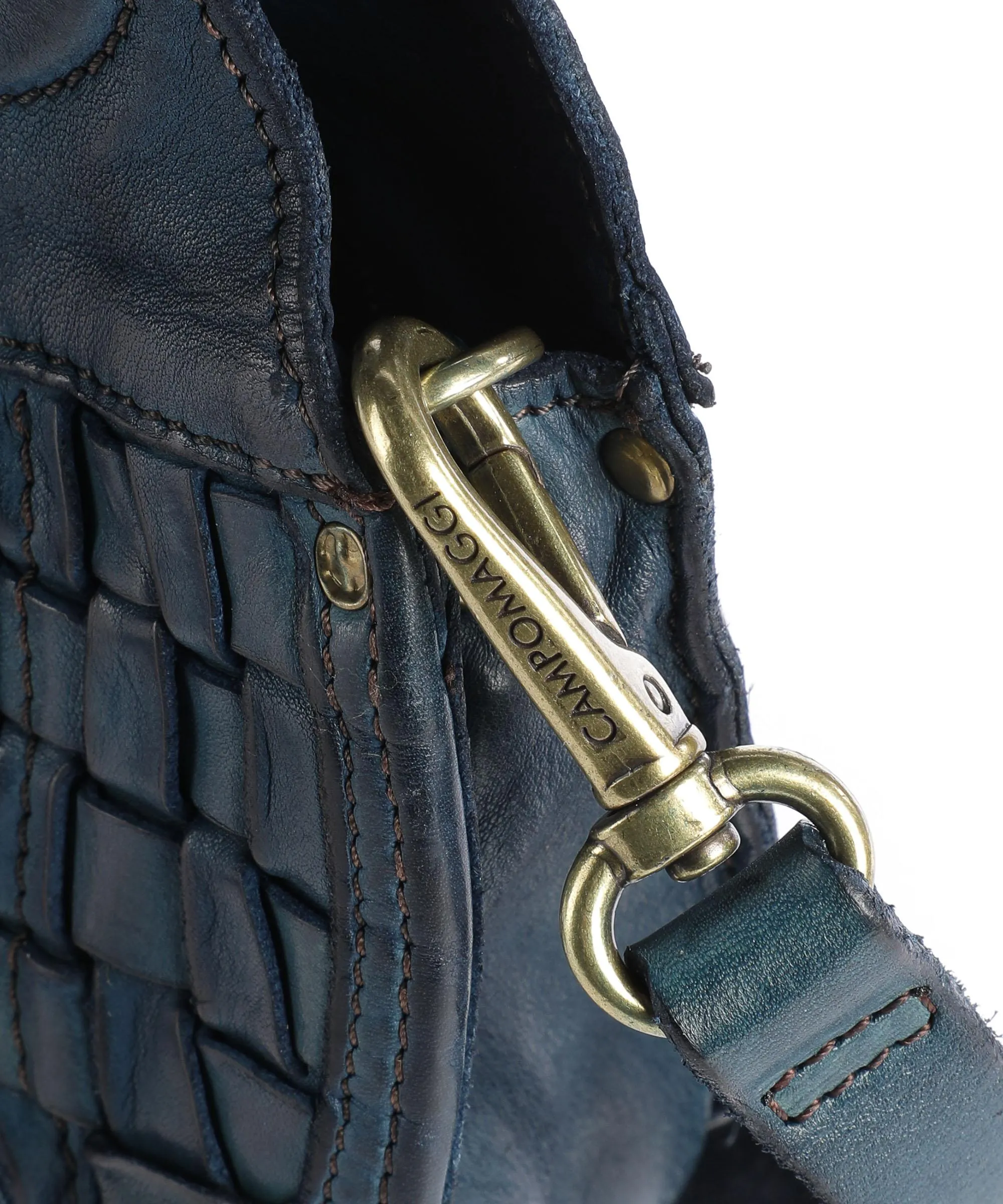  Campomaggi Prestige Borsa a mano pelle di vacchetta finemente grana blu scuro  