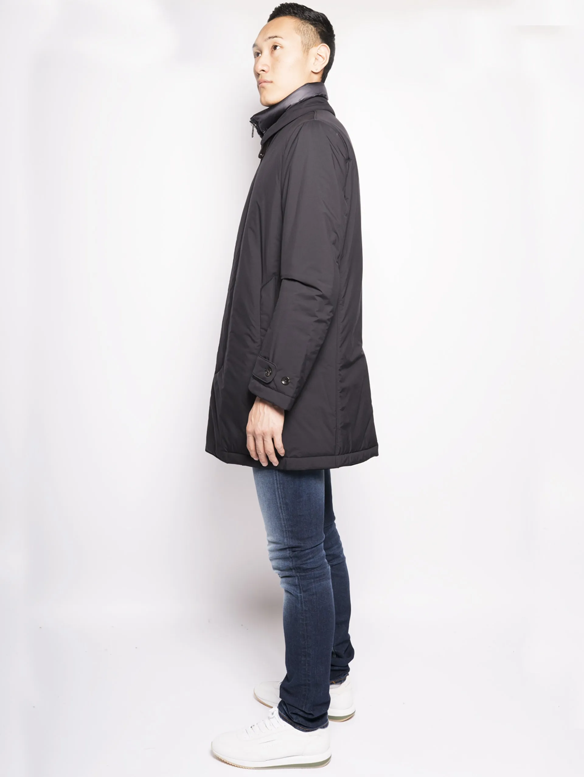 Cappotto con Imbottitura in Piuma Blu