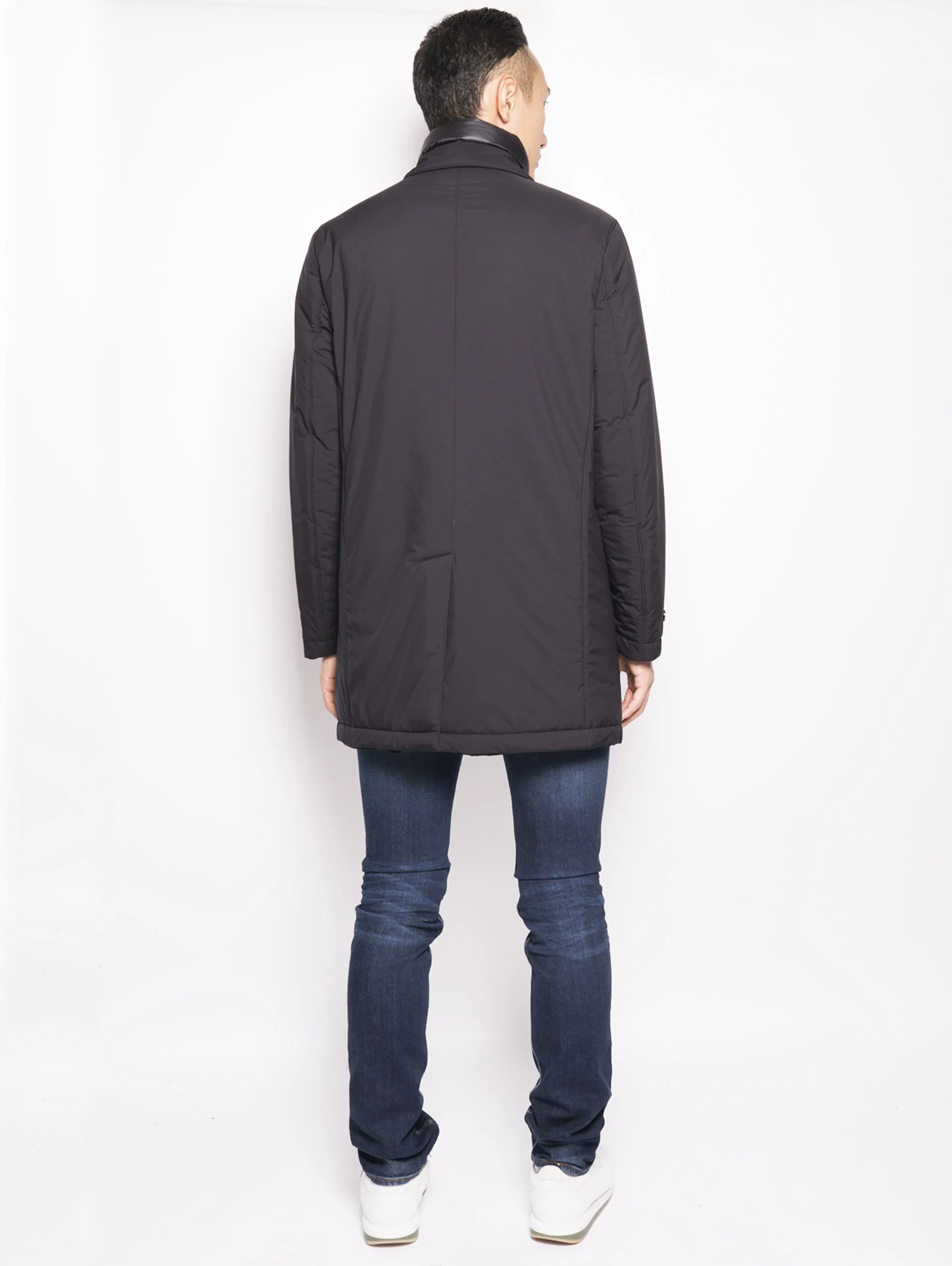 Cappotto con Imbottitura in Piuma Blu