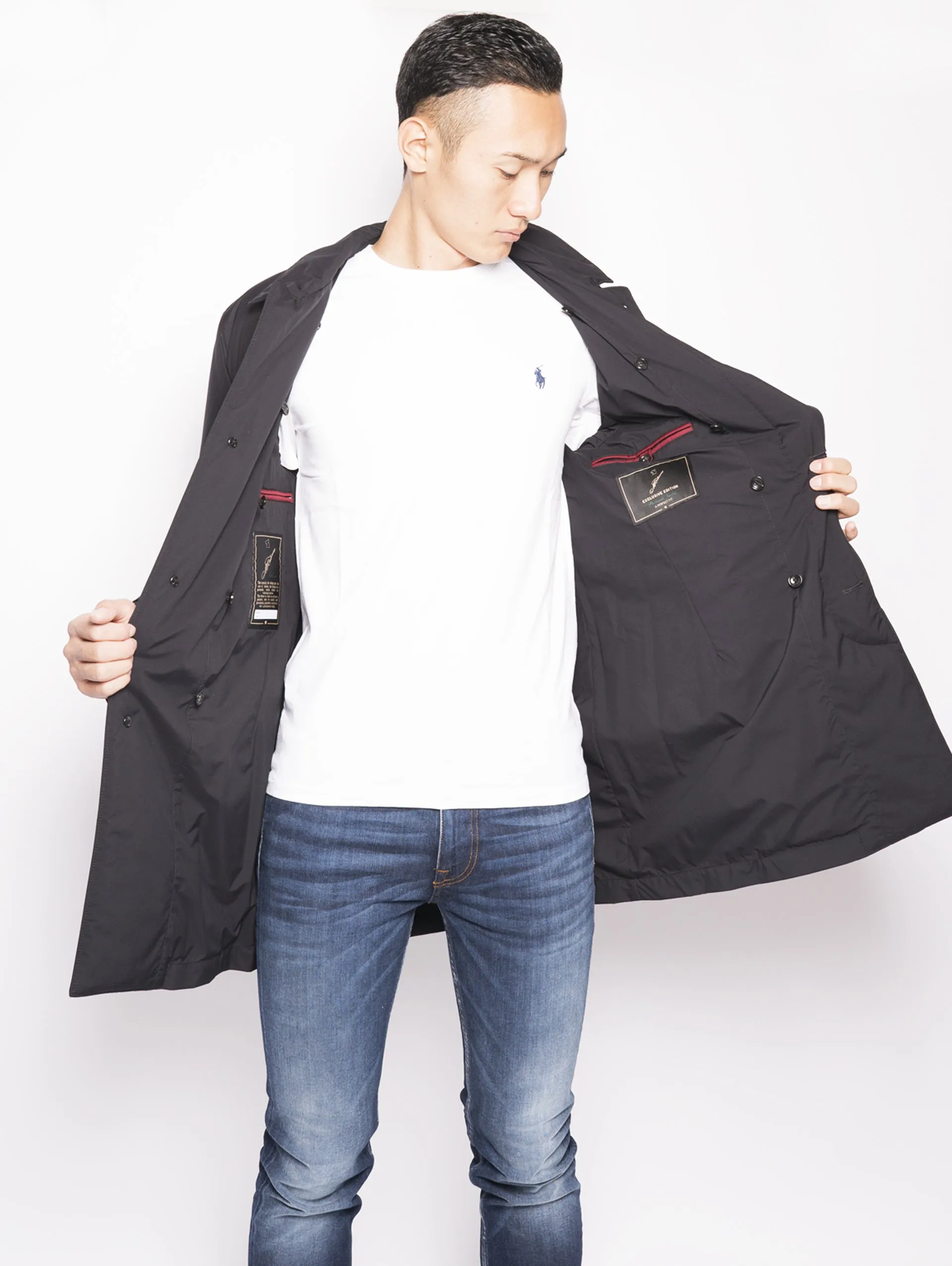 Cappotto con Imbottitura in Piuma Blu