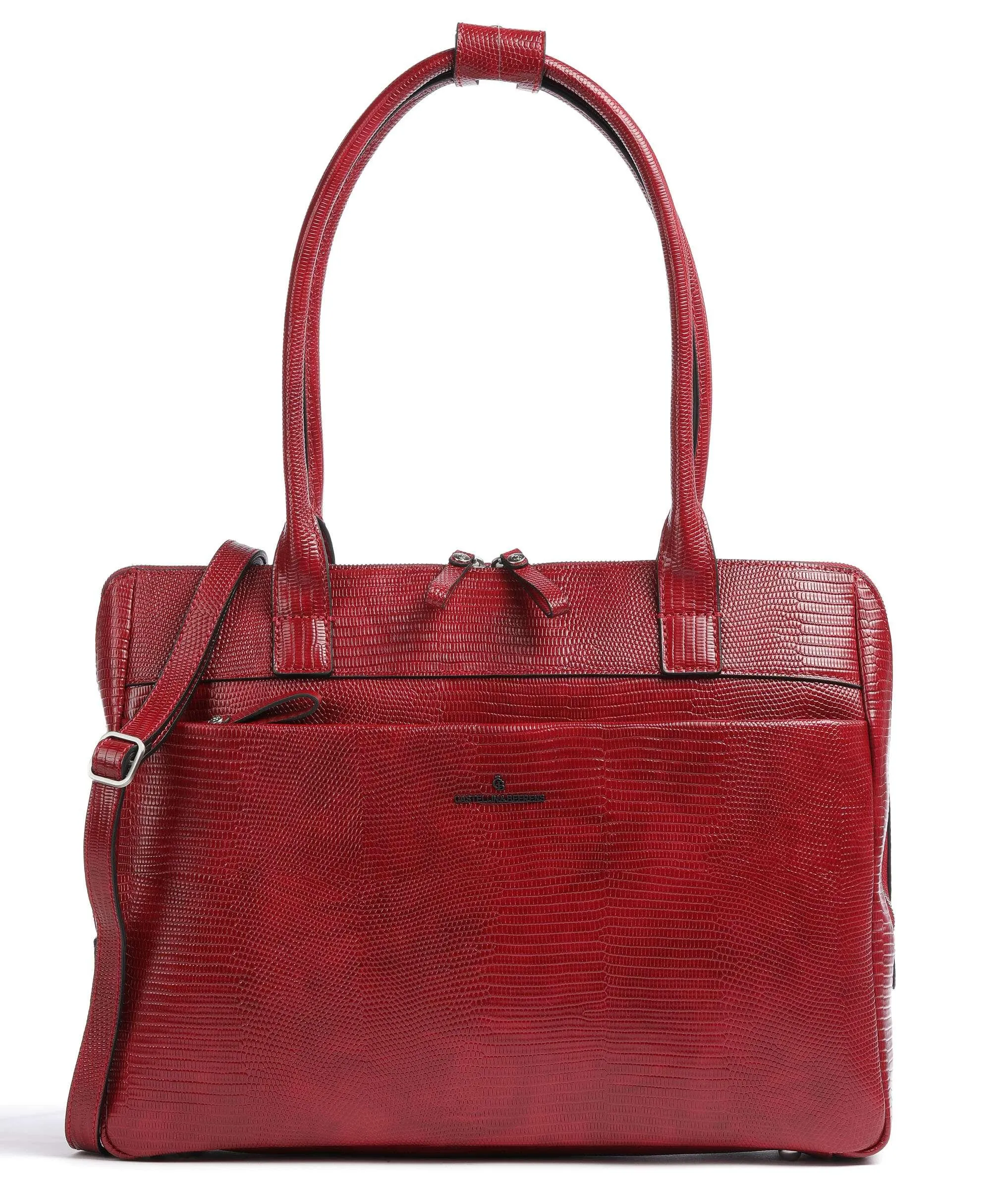  Castelijn & Beerens Donna RFID Borsa shopper 15″ pelle di vacchetta goffrata rosso  