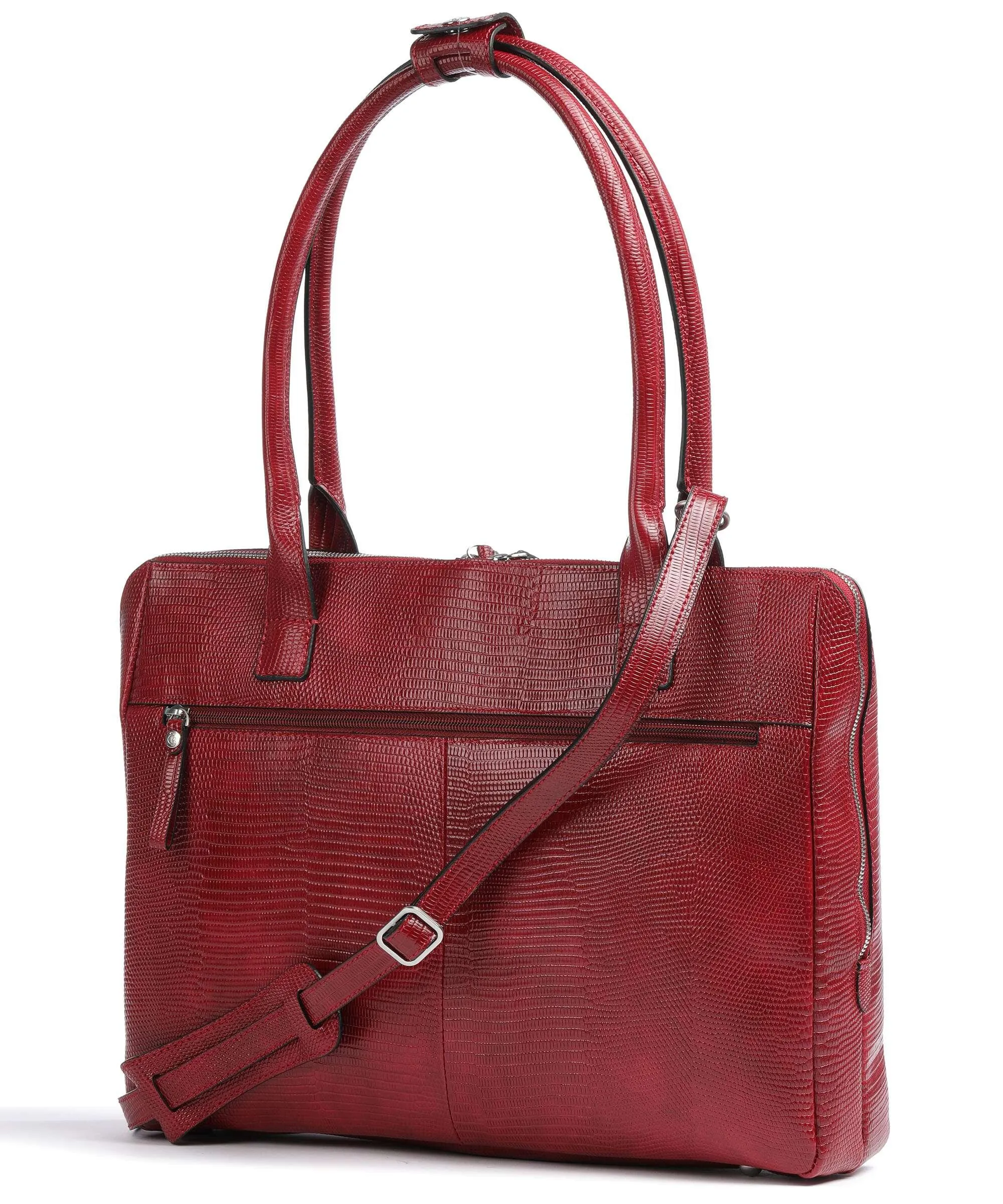  Castelijn & Beerens Donna RFID Borsa shopper 15″ pelle di vacchetta goffrata rosso  