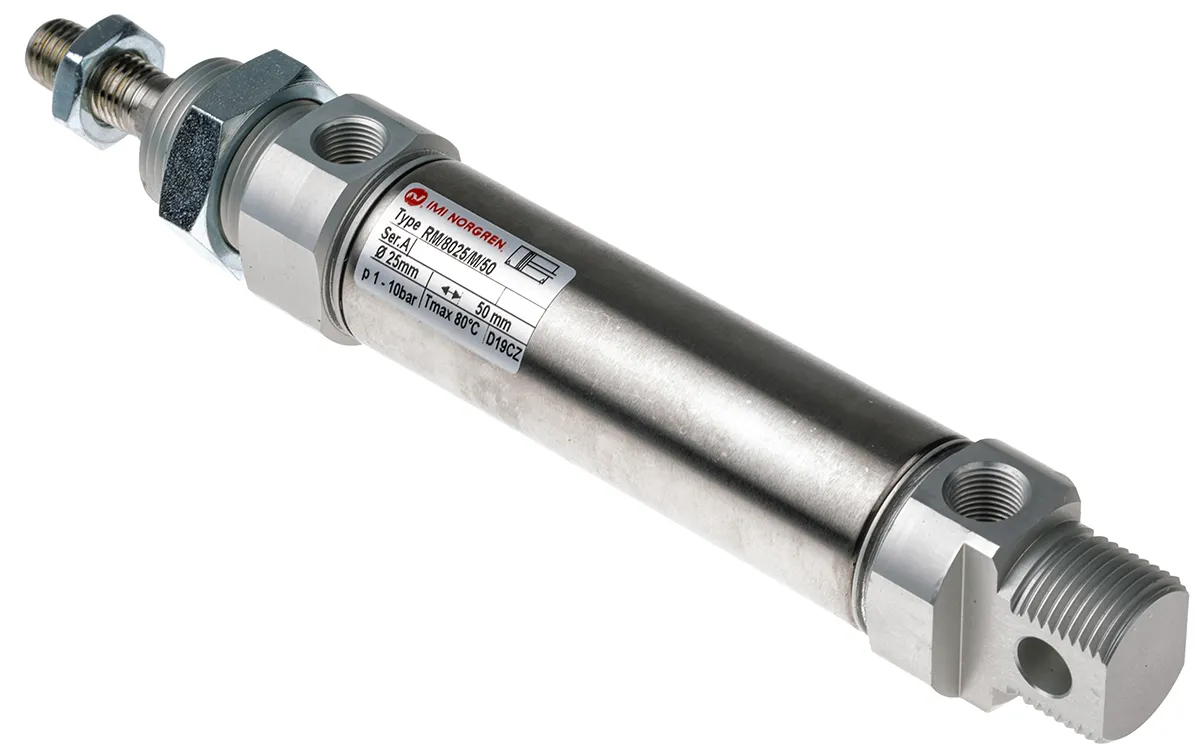 Cilindro pneumatico a stelo Norgren RM/8000/M, Doppio effetto, foro da 20mm, corsa 25mm, 10bar max