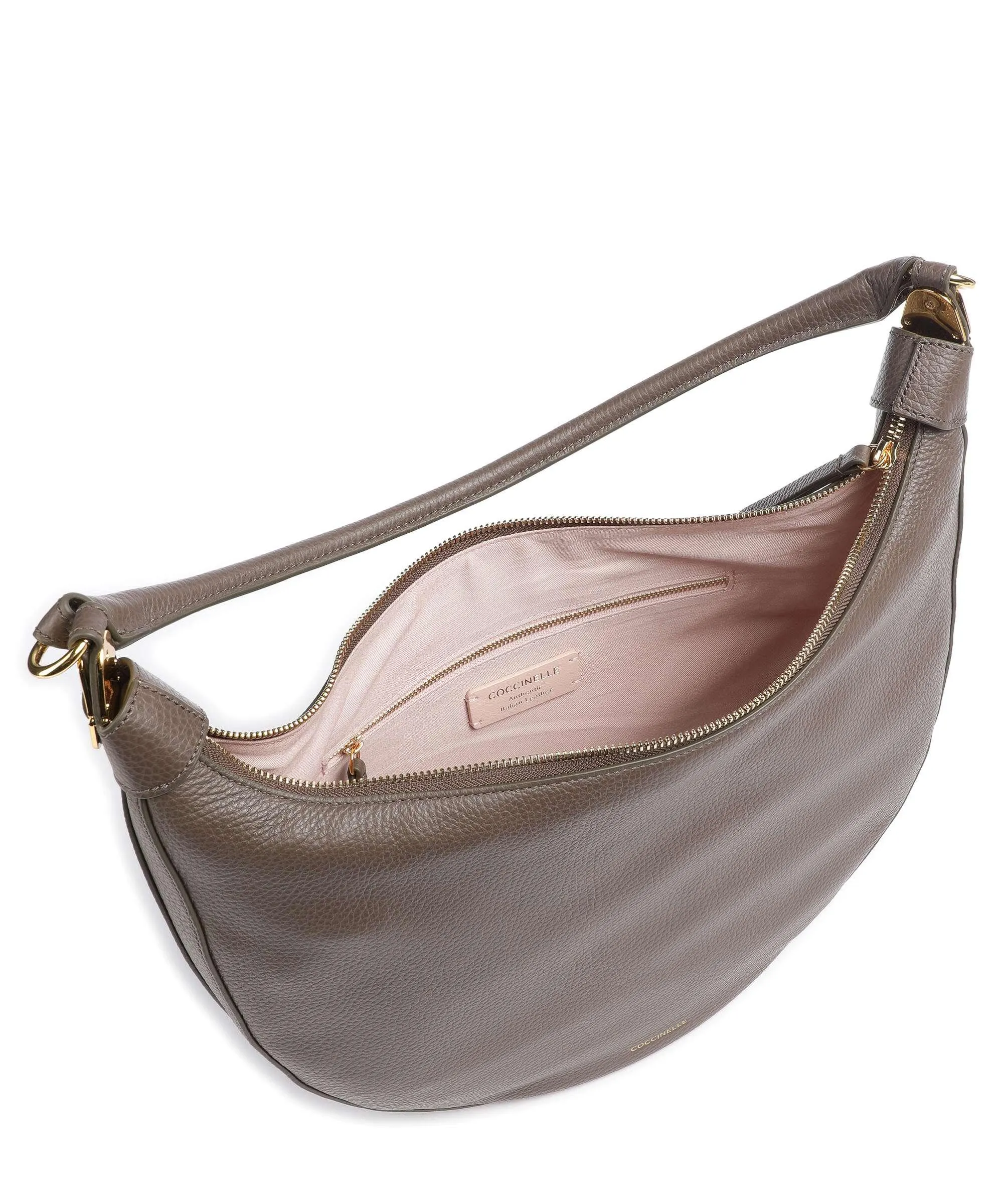  Coccinelle Sunnie Borsa hobo pelle di vacchetta grana marrone  