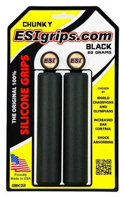 Coppia di Manopole ESI Grips Silicone CHUNKY Nere 32 millimetri