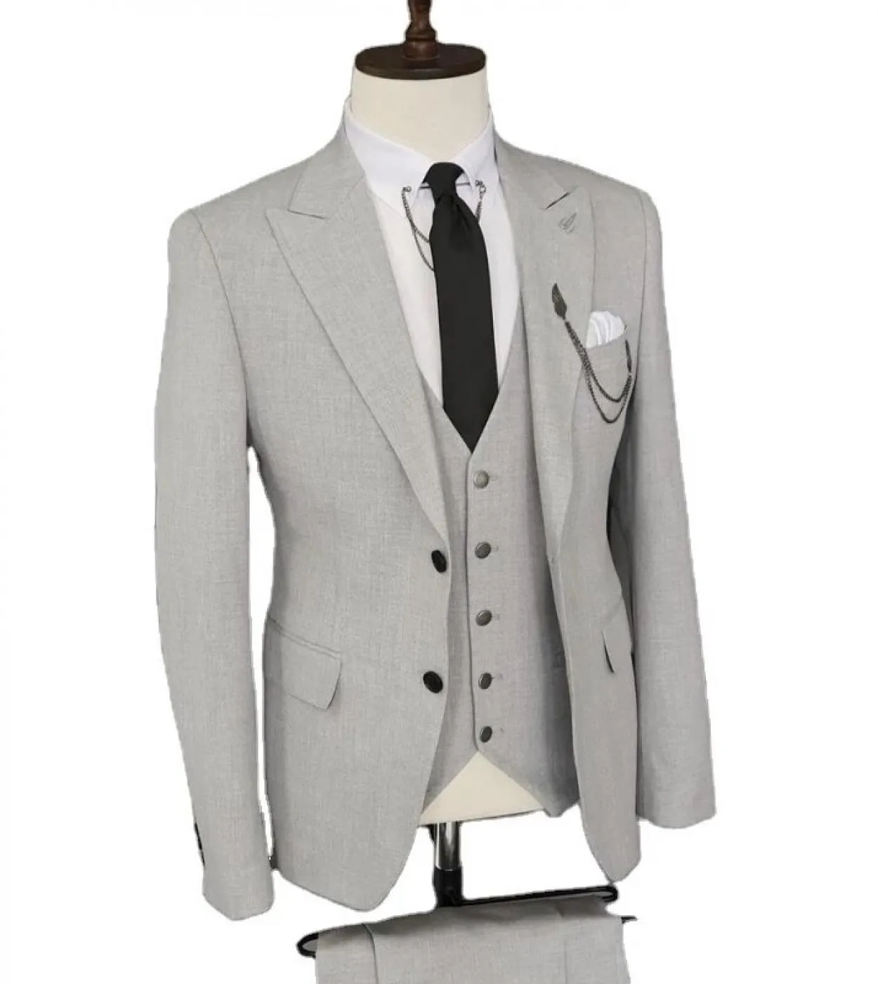 Costume grigio chiaro Homme Abiti da uomo slim fit 3 pezzi Smoking da sposa Sposo Prom Blazer Hombre Terno Masculino Giacca  pa