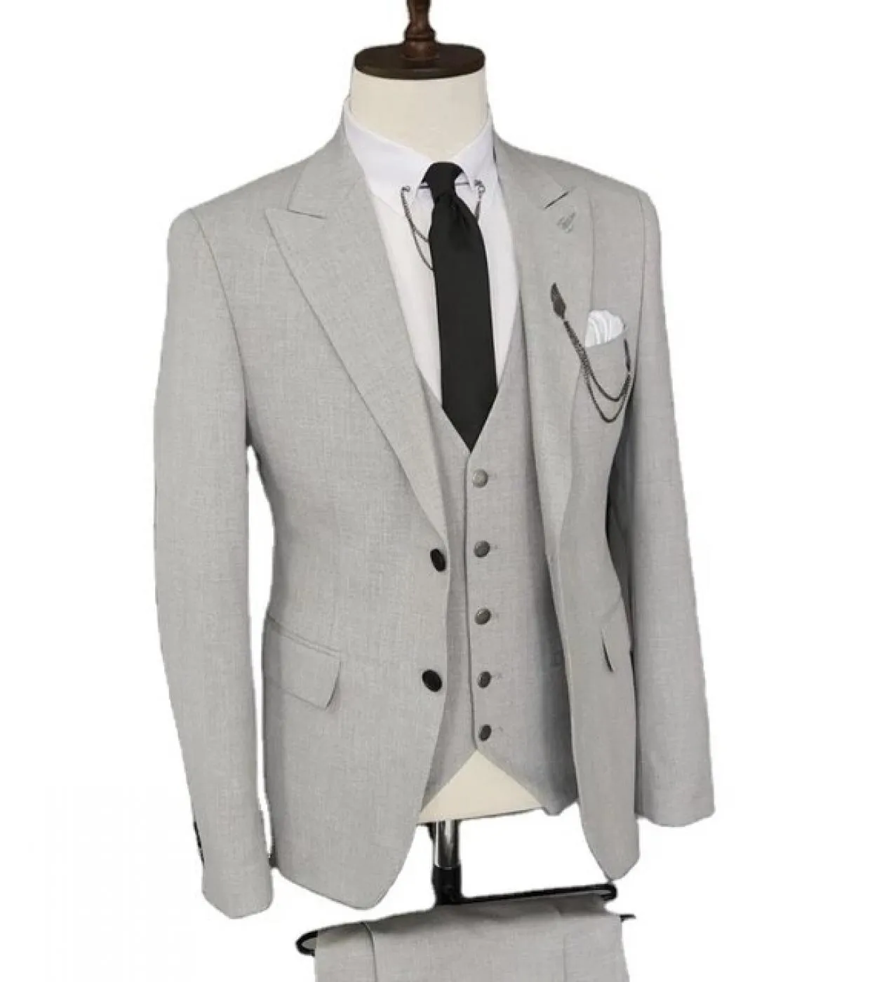 Costume grigio chiaro Homme Abiti da uomo slim fit 3 pezzi Smoking da sposa Sposo Prom Blazer Hombre Terno Masculino Giacca  pa