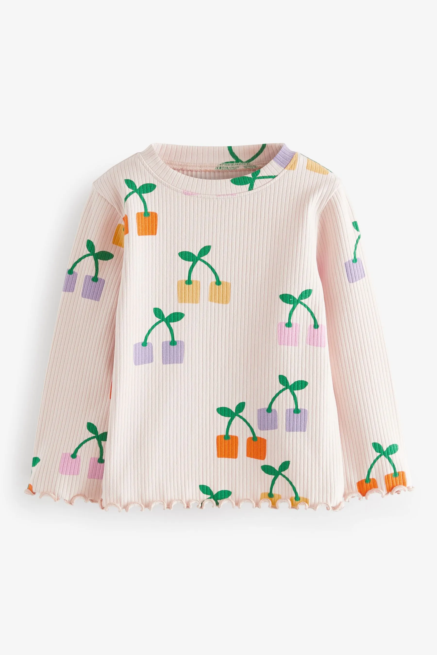 Cotton Rich Long Sleeve Ribbed High Neck T-Shirt (3mths-7yrs)    
