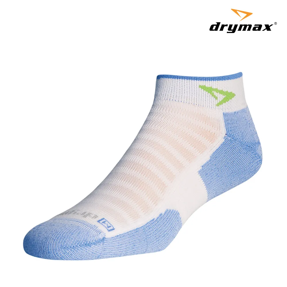 Drymax Running Lite-mesh Mini Crew Socks - White w/ Skyblue & Lime