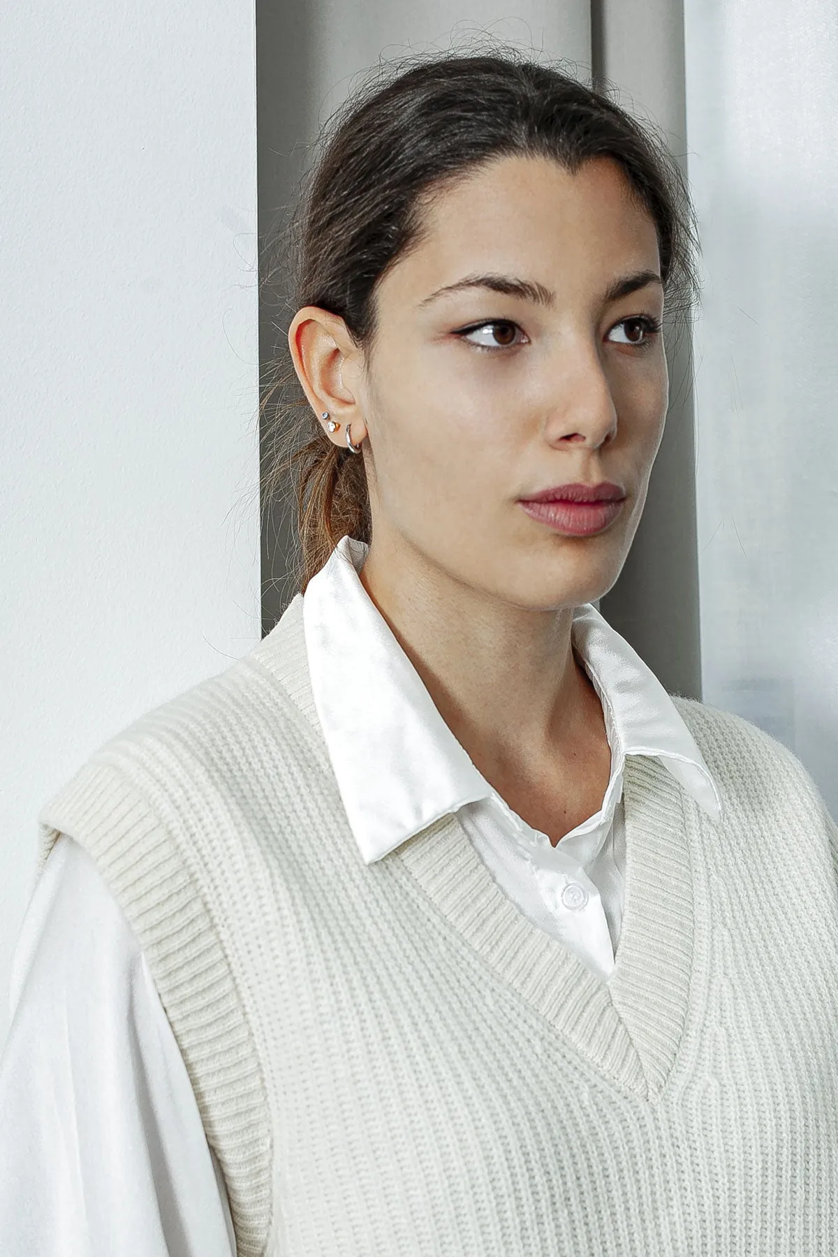 Elegante Maglia Gilet Tiff Scollo V Maglione Donna Autunno/Inverno 100% Pura Lana Vergine Extrafine - Fatto in Italia | Brunella