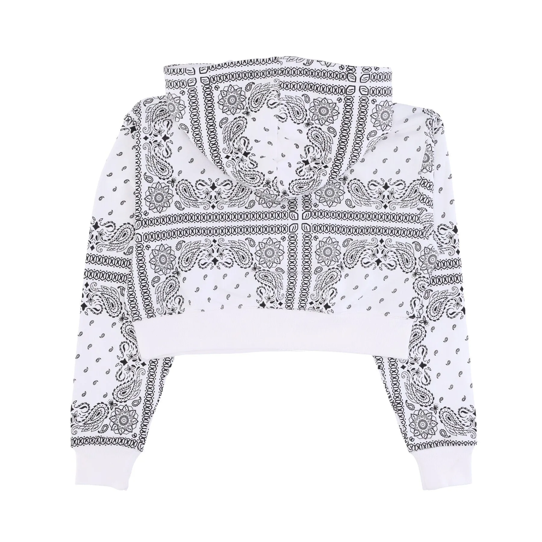Felpa Leggera Cappuccio Corta Donna Hooded Crop Top White/allover