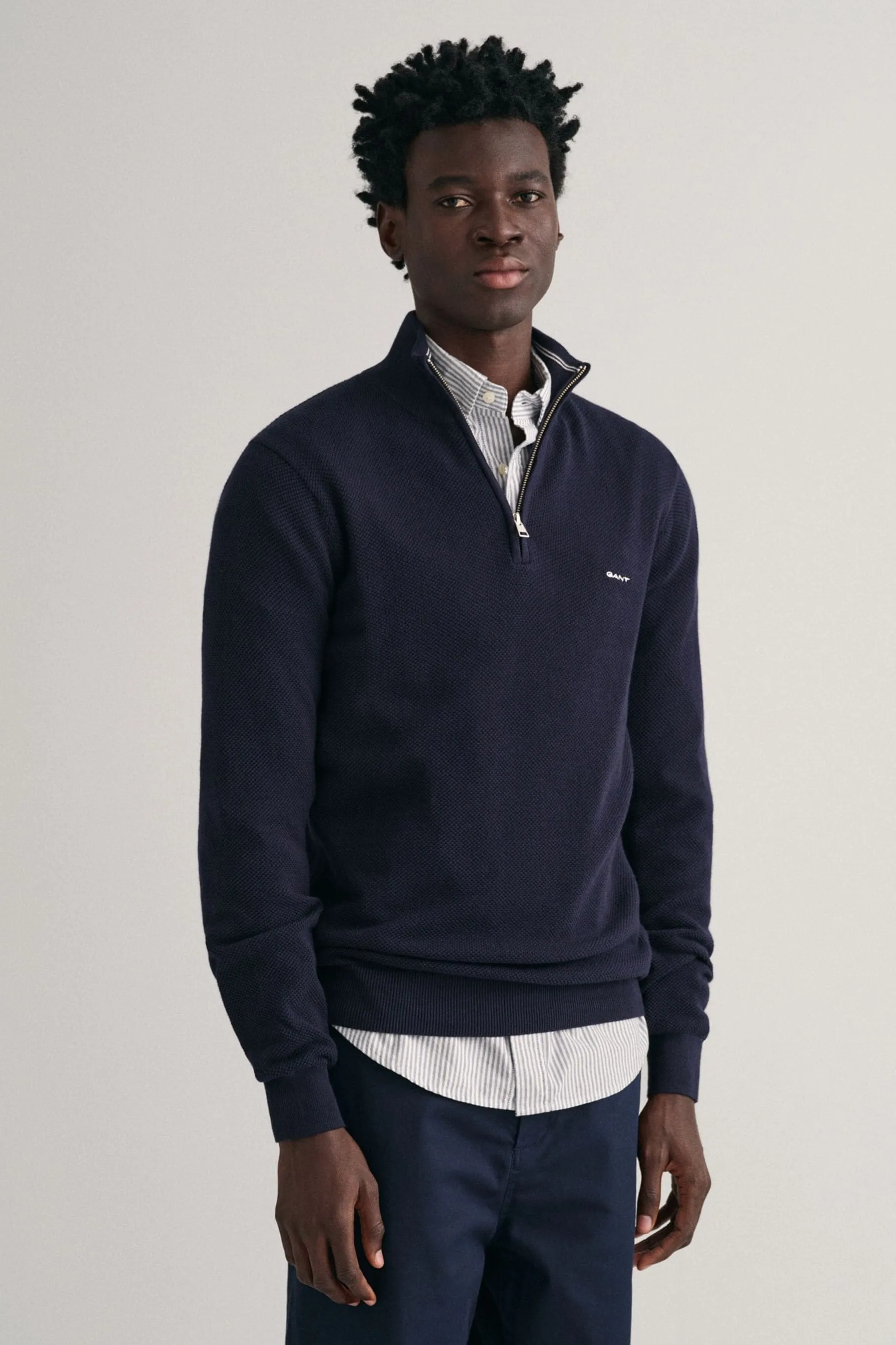 GANT 100% Cotone Piquet Mezza Zip Maglione    