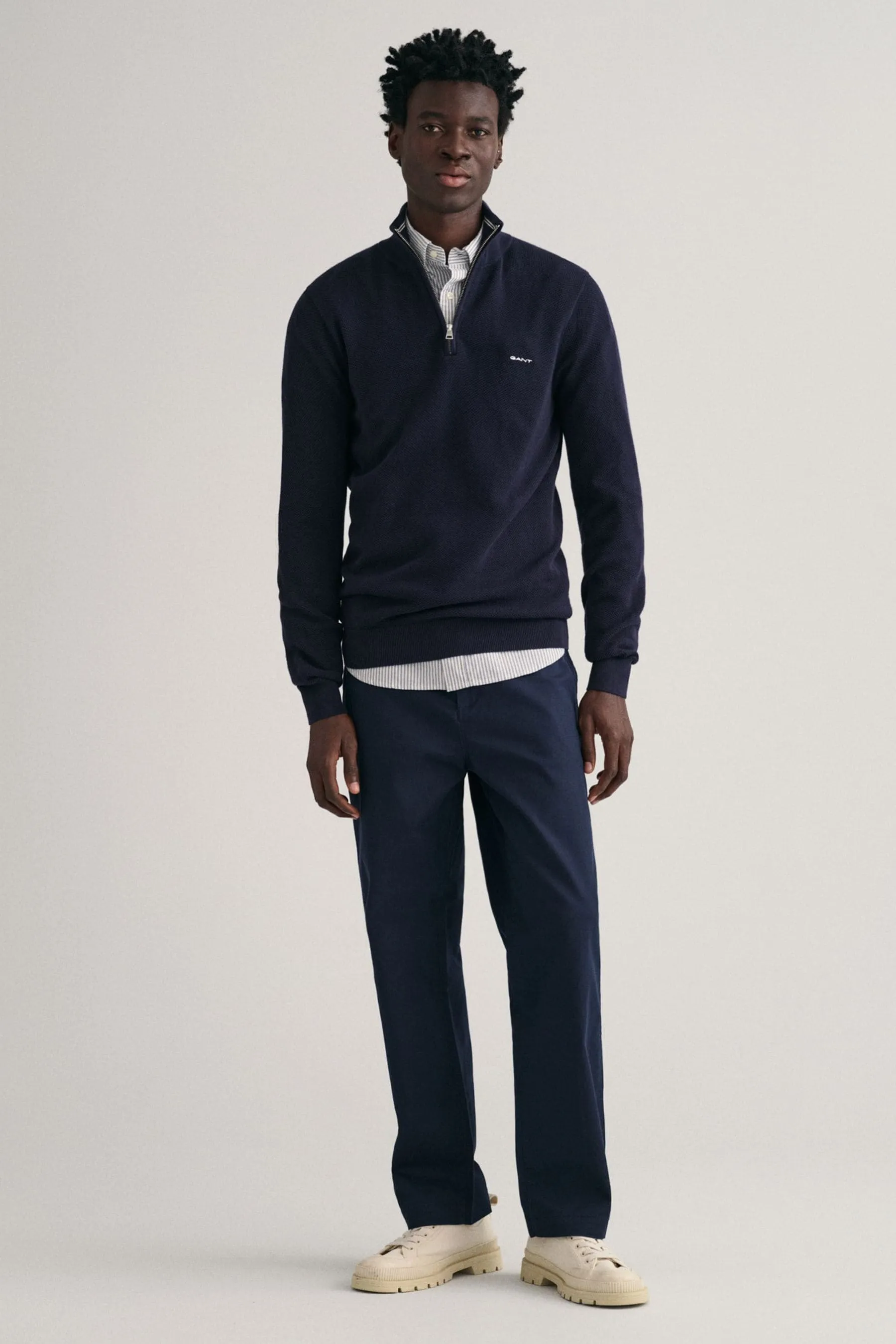 GANT 100% Cotone Piquet Mezza Zip Maglione    