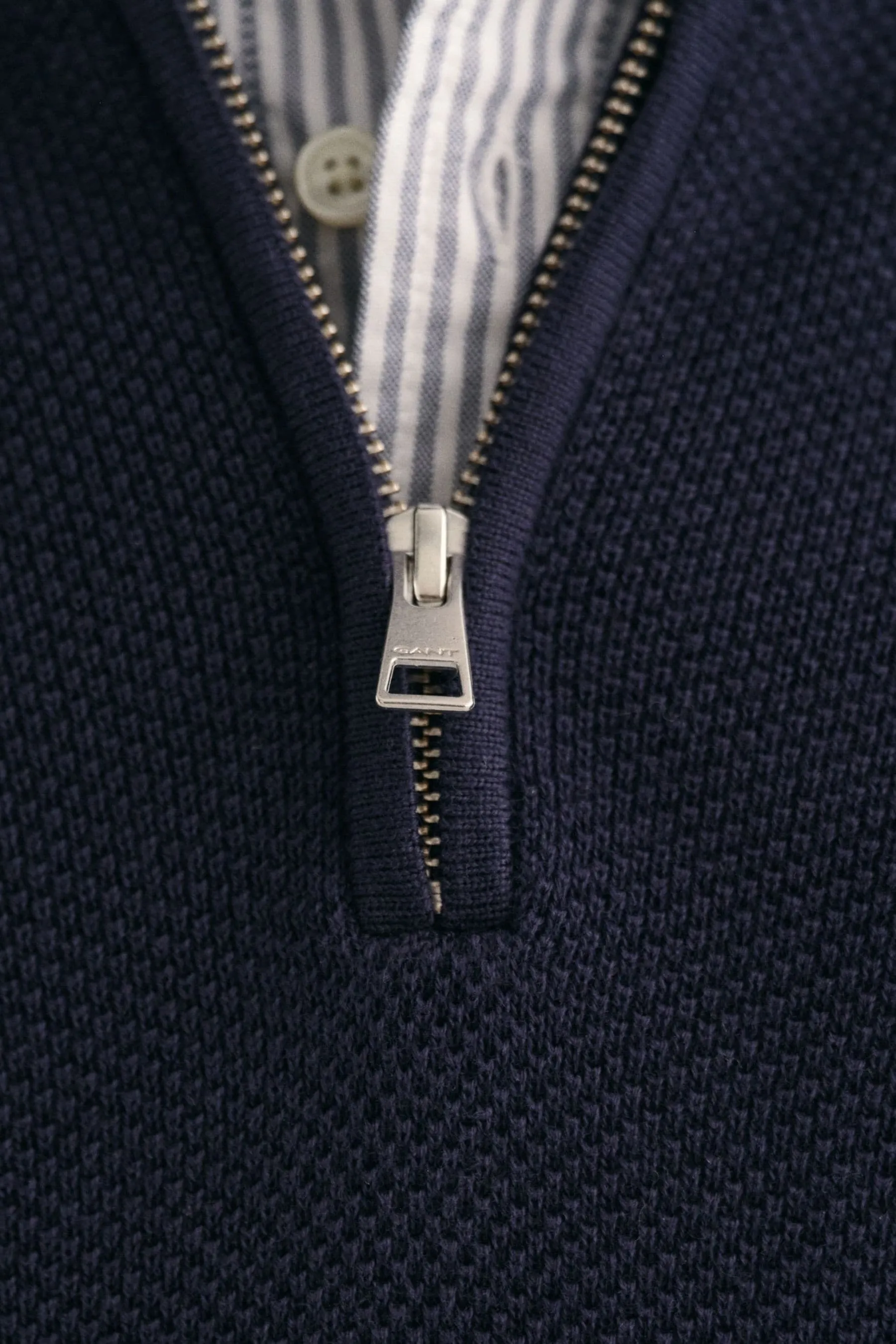 GANT 100% Cotone Piquet Mezza Zip Maglione    