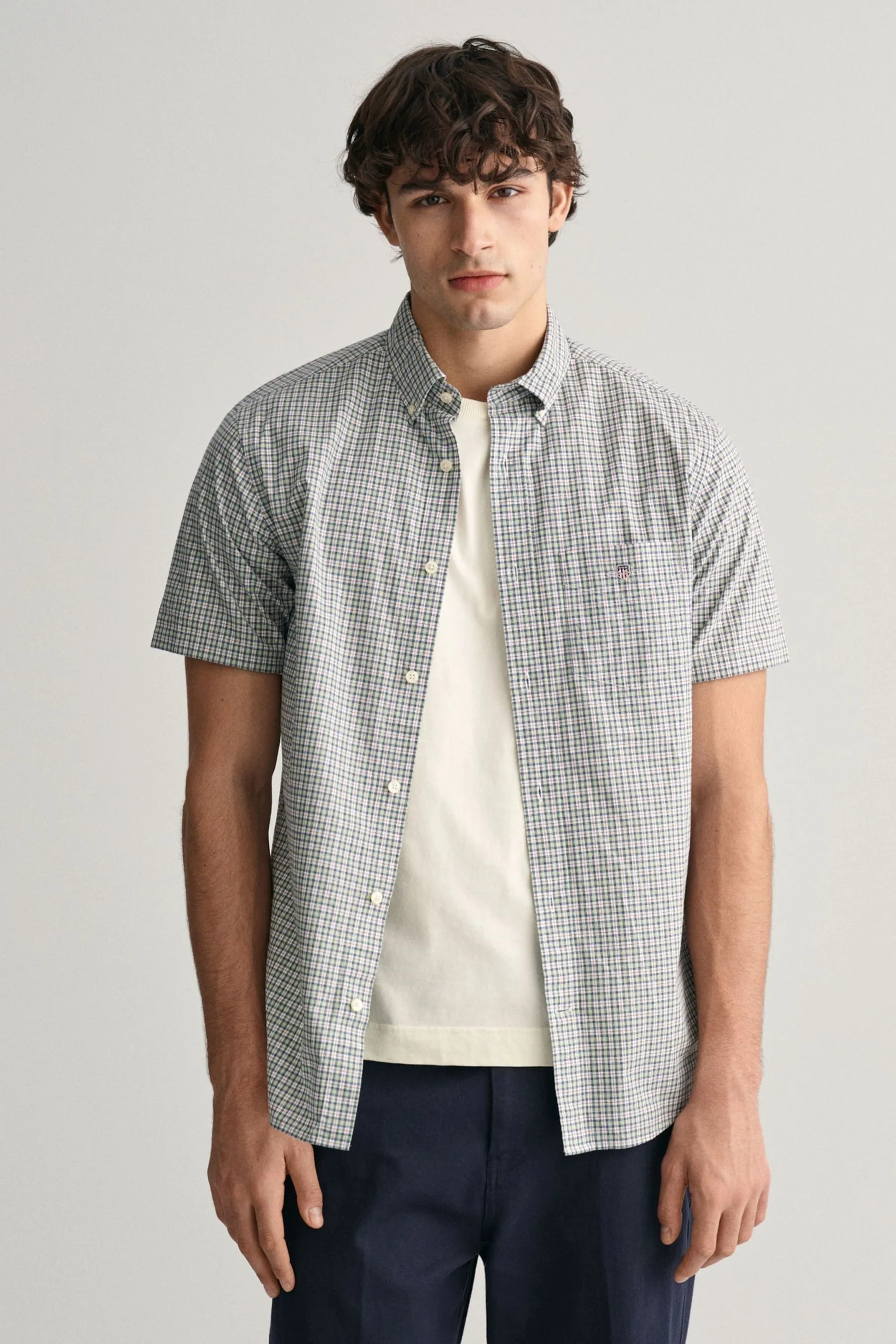 GANT regular  - Vestibilità Camicia in Popeline Micro Quadri 100% Cotone    