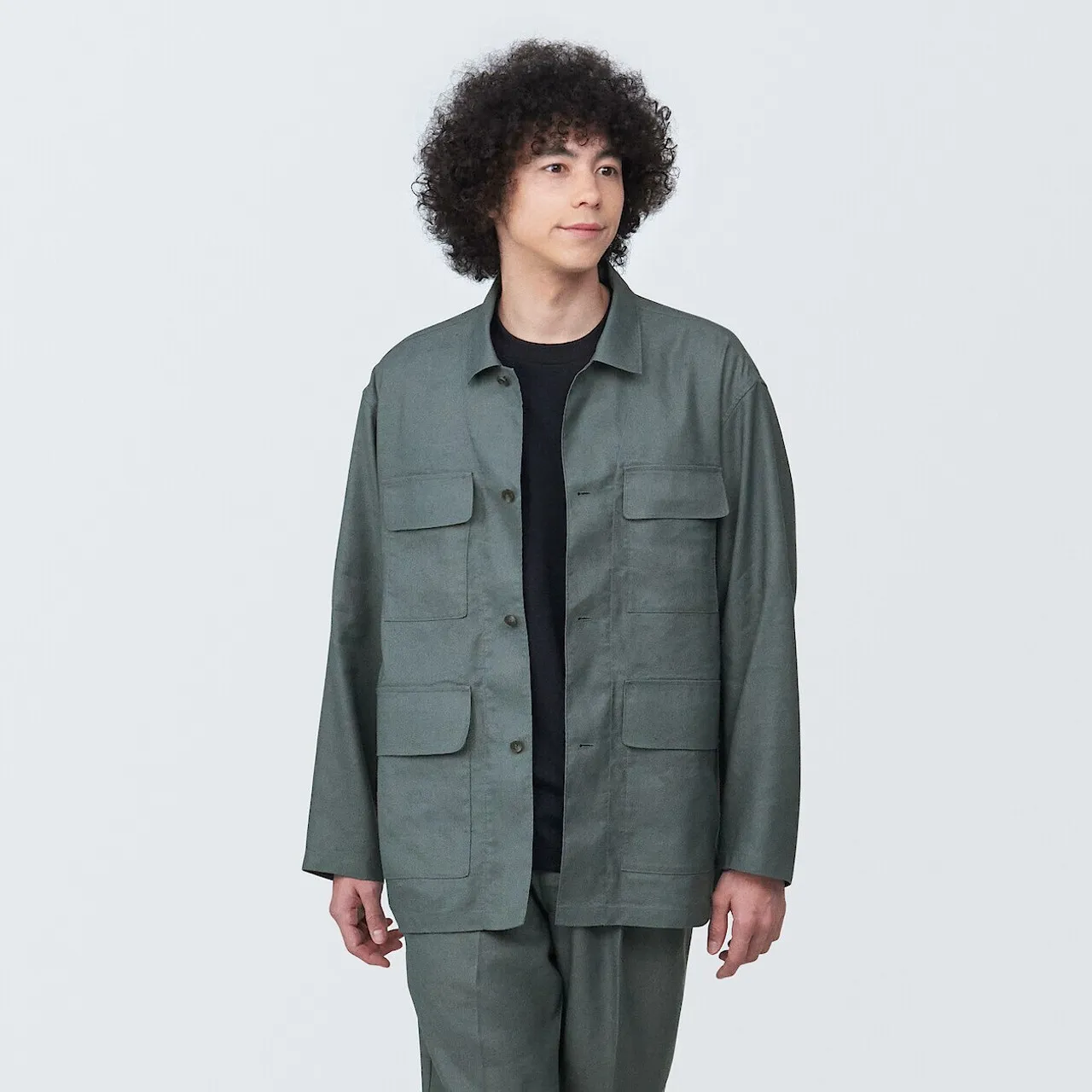 Giacca camicia in misto canapa