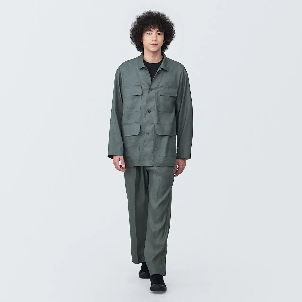 Giacca camicia in misto canapa