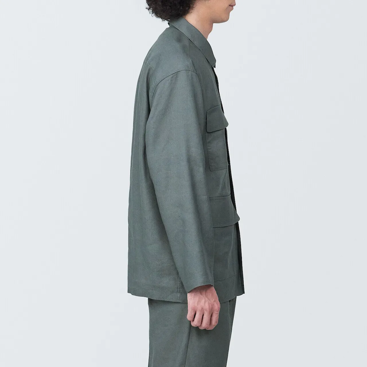Giacca camicia in misto canapa