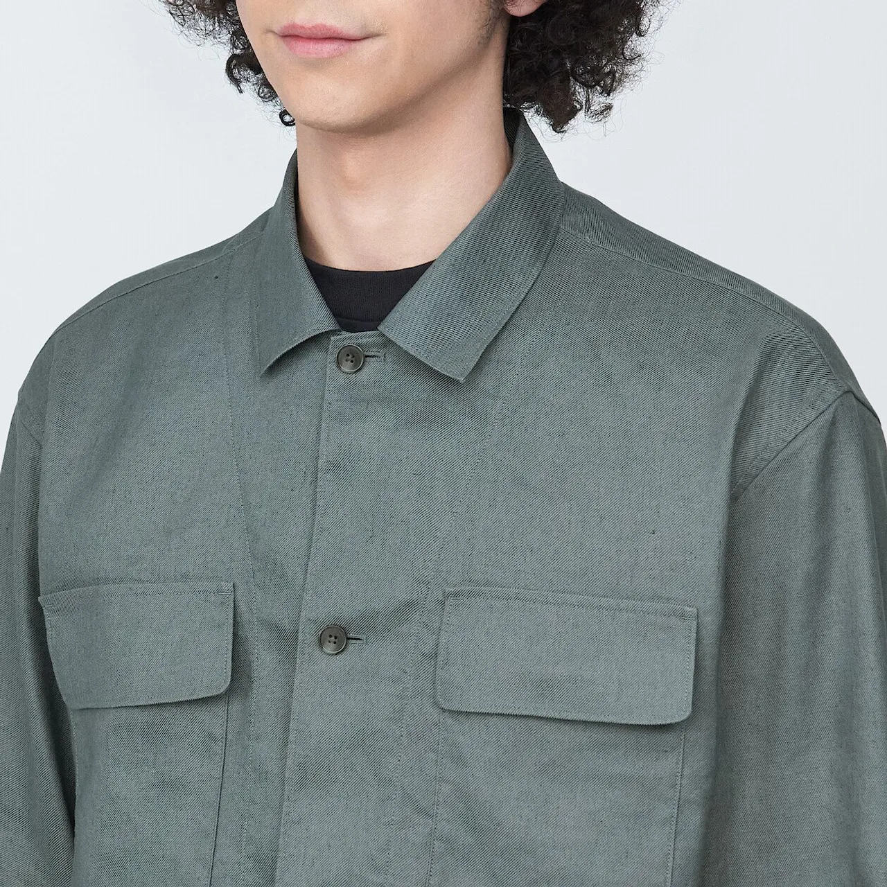Giacca camicia in misto canapa