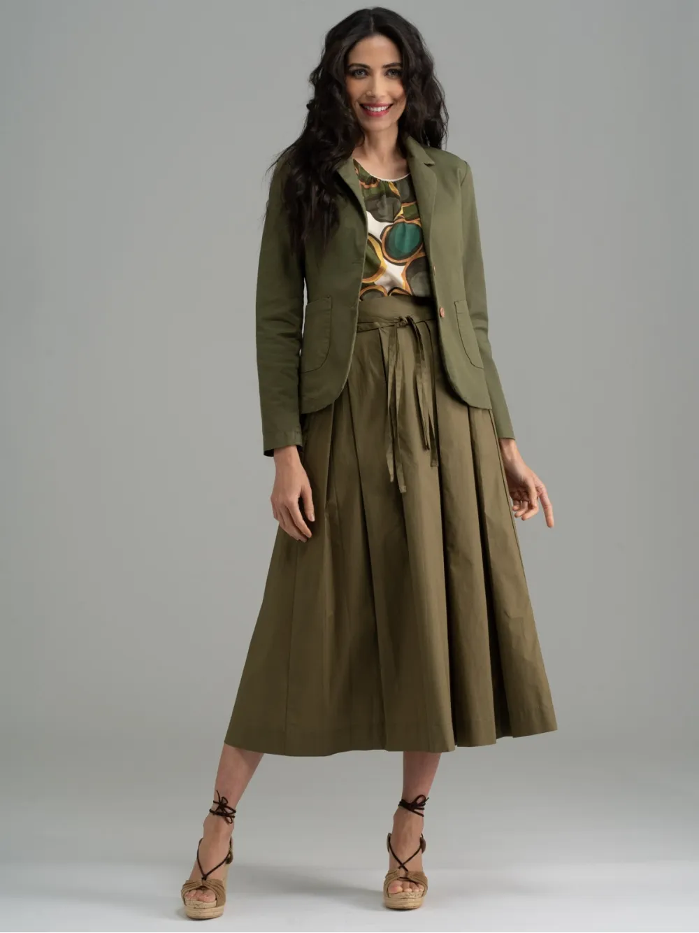 Giacca donna di cotone stretch verde militare