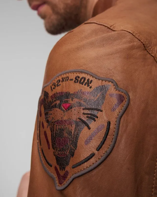 Giacca marrone in pelle da uomo Aeronautica Militare