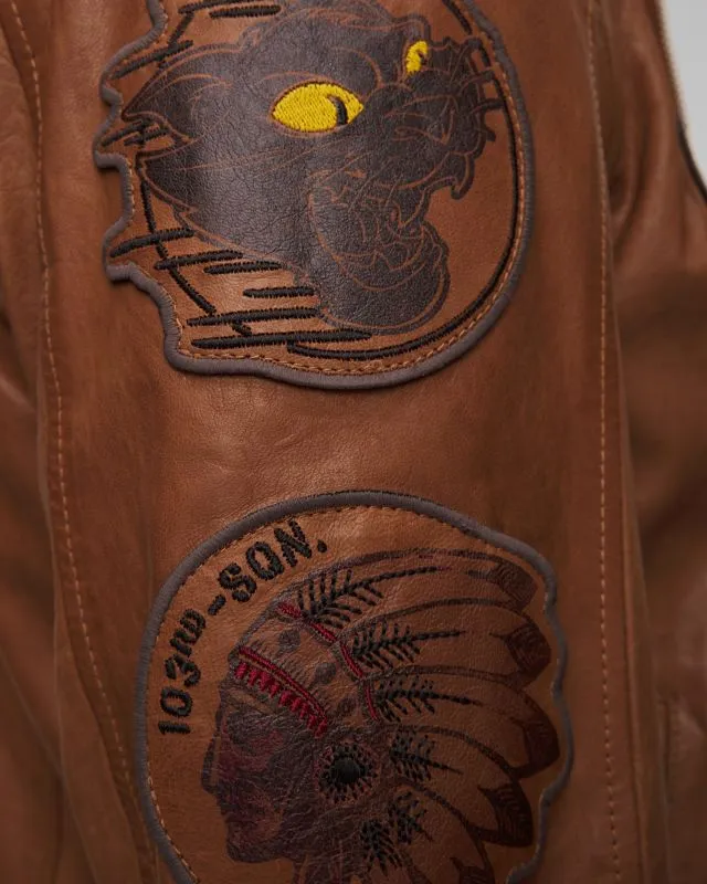 Giacca marrone in pelle da uomo Aeronautica Militare
